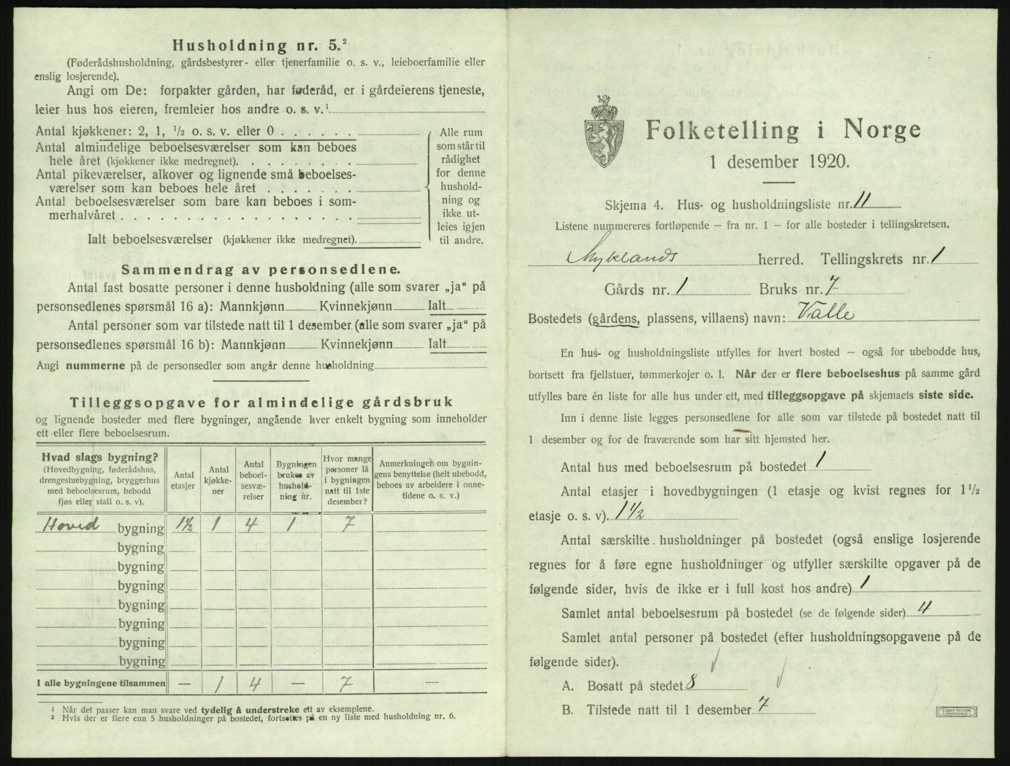 SAK, Folketelling 1920 for 0932 Mykland herred, 1920, s. 46