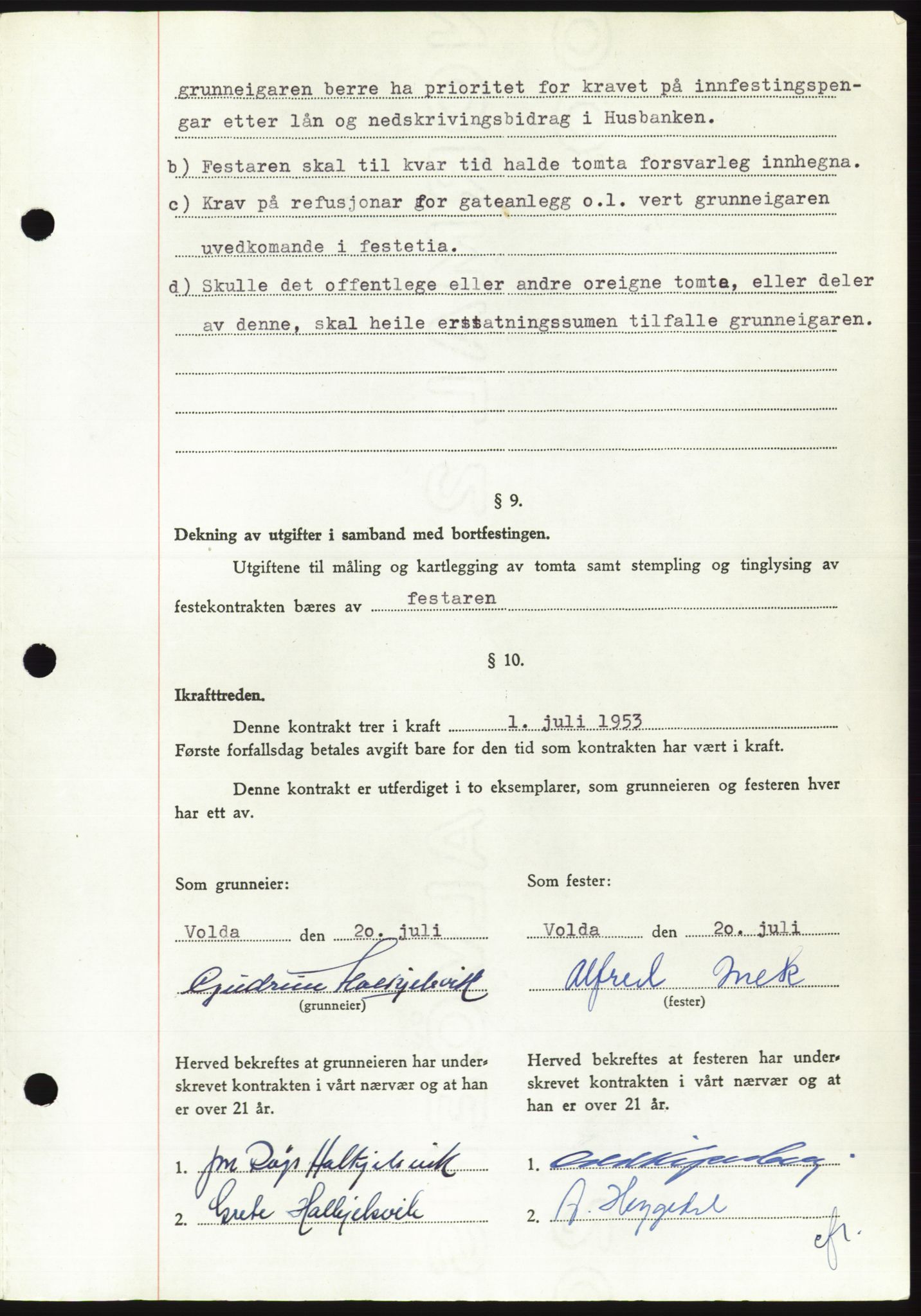 Søre Sunnmøre sorenskriveri, AV/SAT-A-4122/1/2/2C/L0095: Pantebok nr. 21A, 1953-1953, Dagboknr: 1772/1953