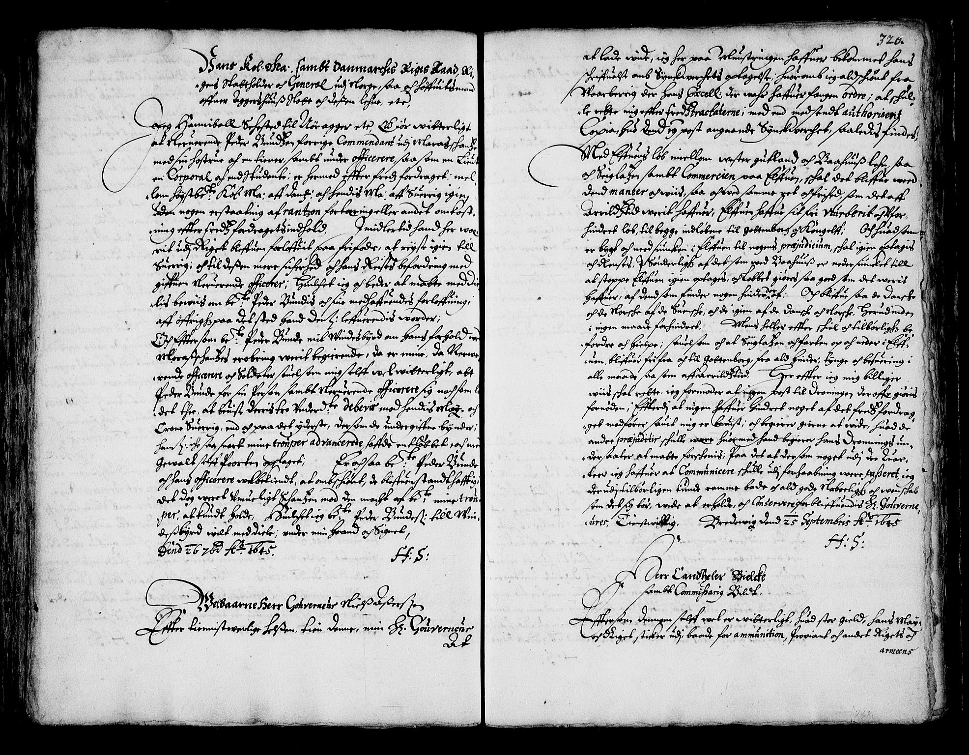 Stattholderembetet 1572-1771, RA/EA-2870/Ba/L0001: Hannibal Sehested kopibok, 1645, s. 319b-320a