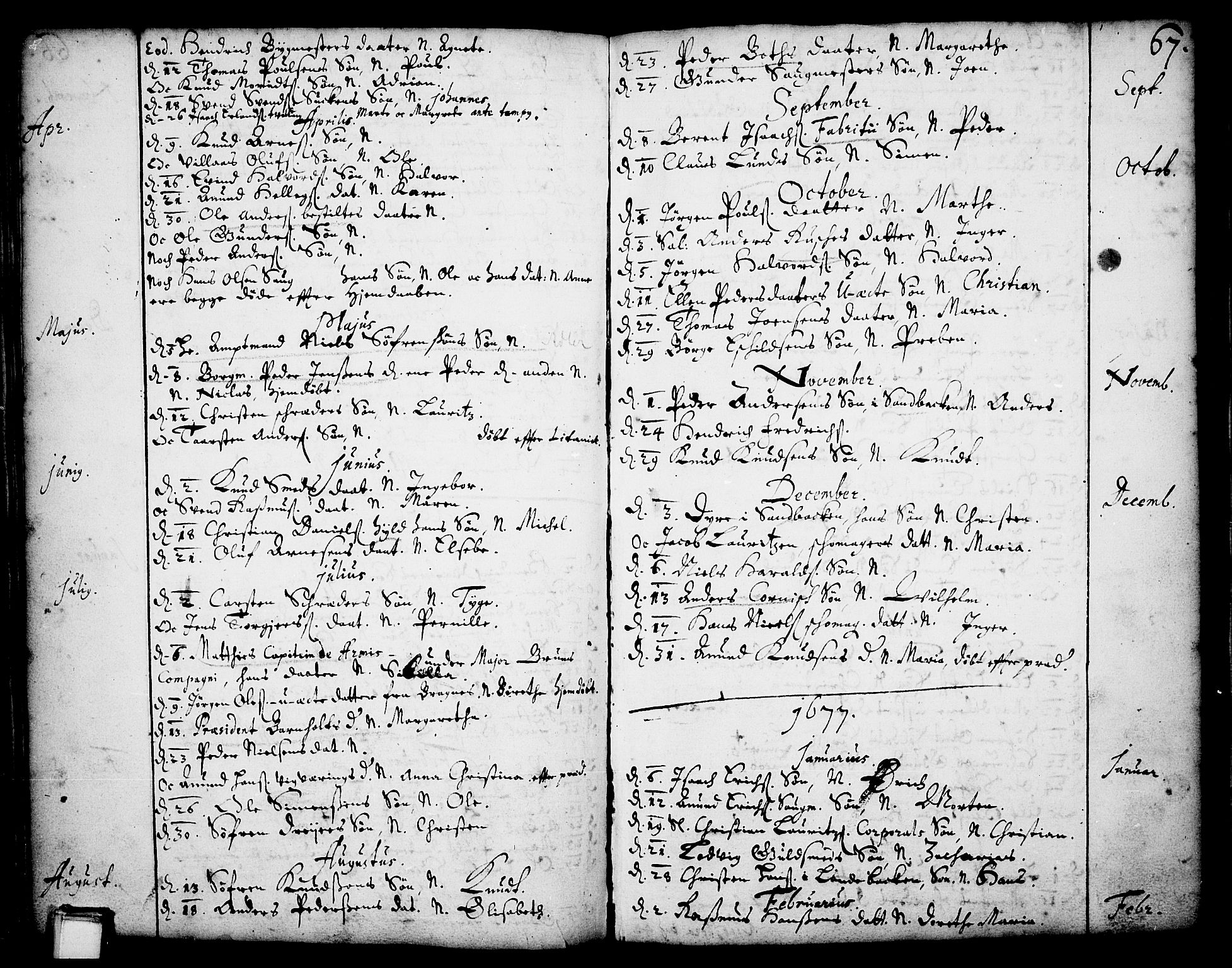 Skien kirkebøker, AV/SAKO-A-302/F/Fa/L0001: Ministerialbok nr. 1, 1659-1679, s. 67