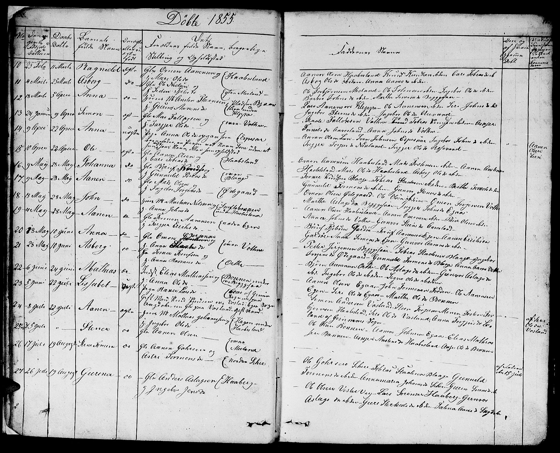 Hægebostad sokneprestkontor, AV/SAK-1111-0024/F/Fb/Fbb/L0002: Klokkerbok nr. B 2, 1851-1886, s. 11
