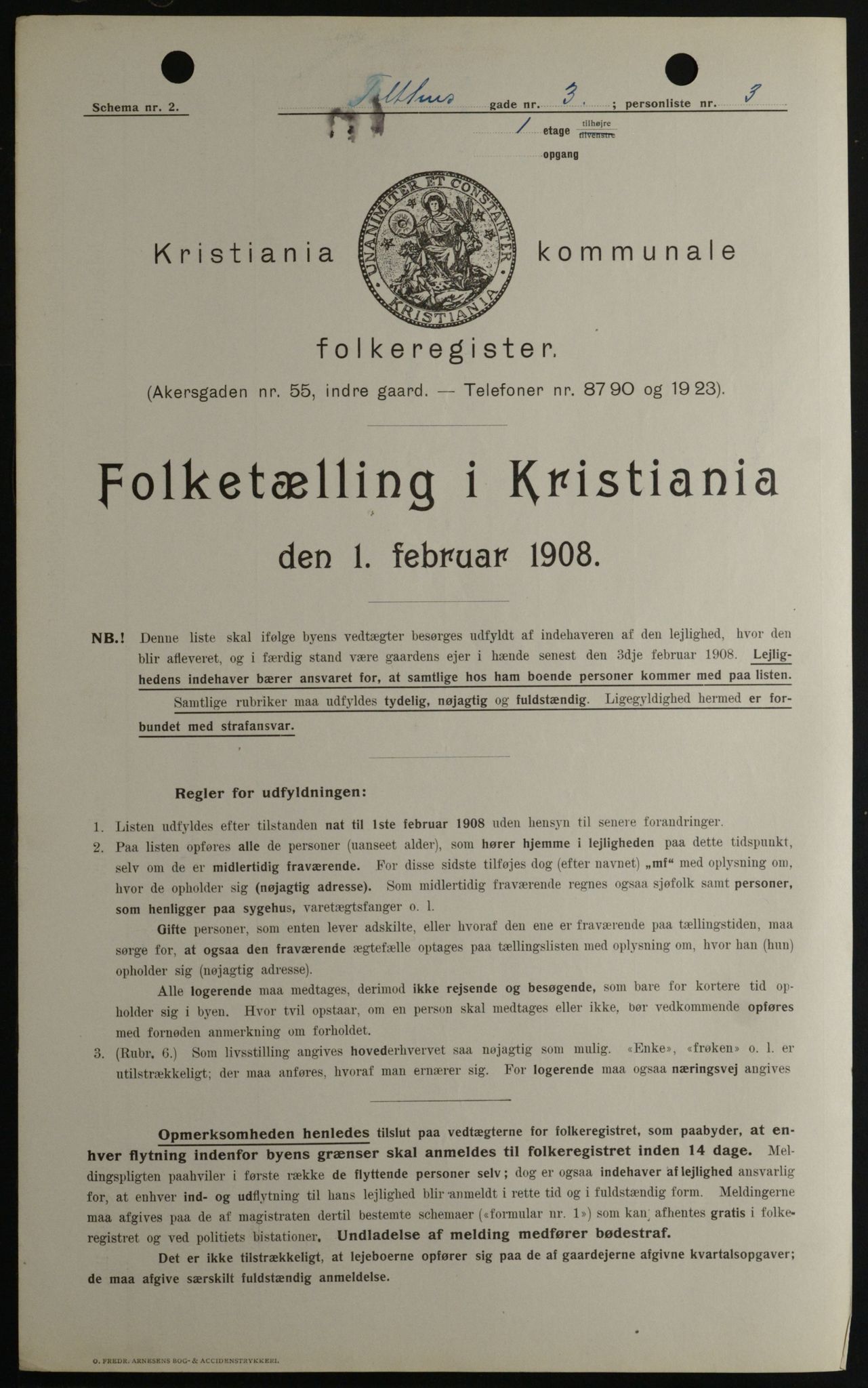 OBA, Kommunal folketelling 1.2.1908 for Kristiania kjøpstad, 1908, s. 96695