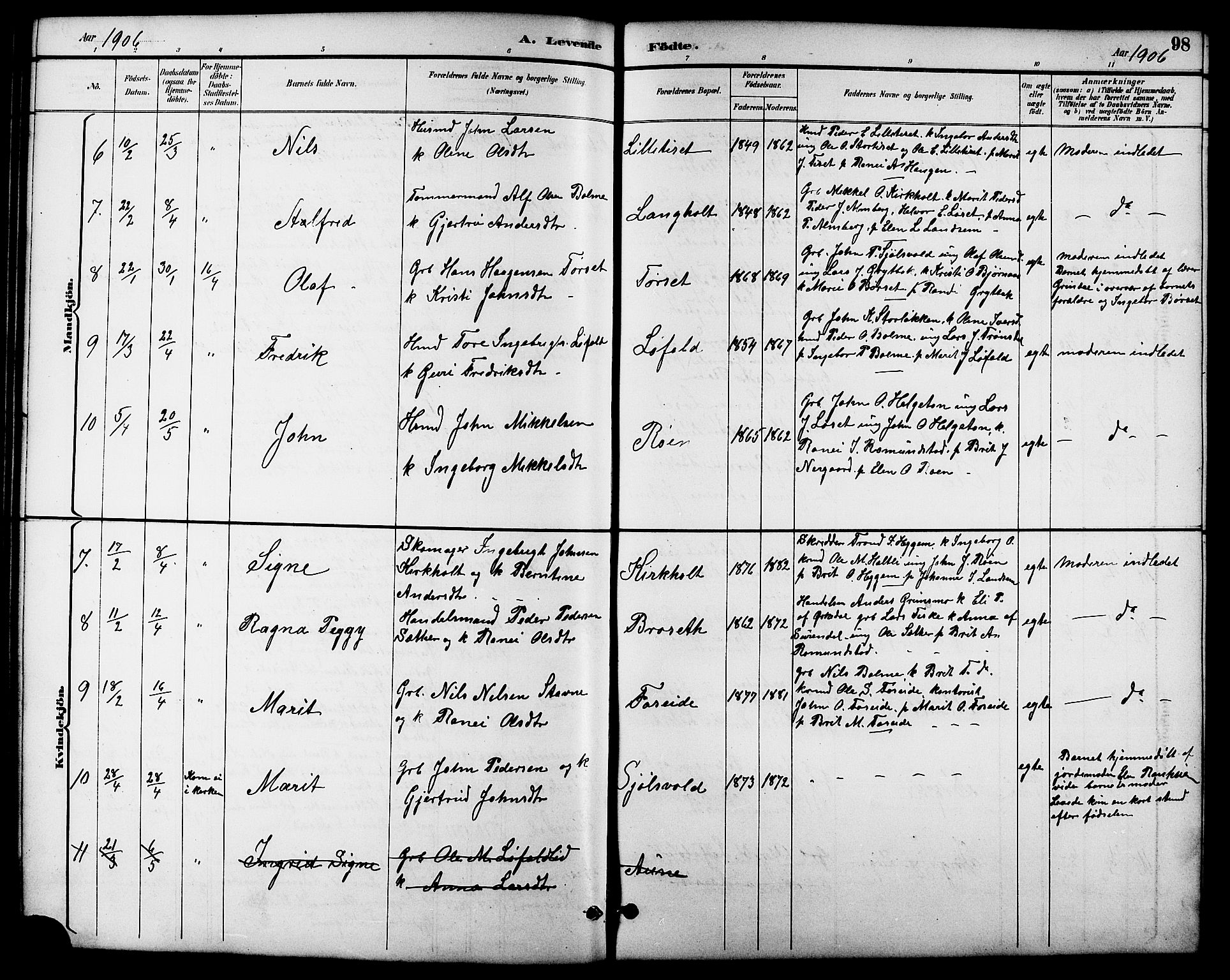 Ministerialprotokoller, klokkerbøker og fødselsregistre - Møre og Romsdal, SAT/A-1454/598/L1078: Klokkerbok nr. 598C03, 1892-1909, s. 98