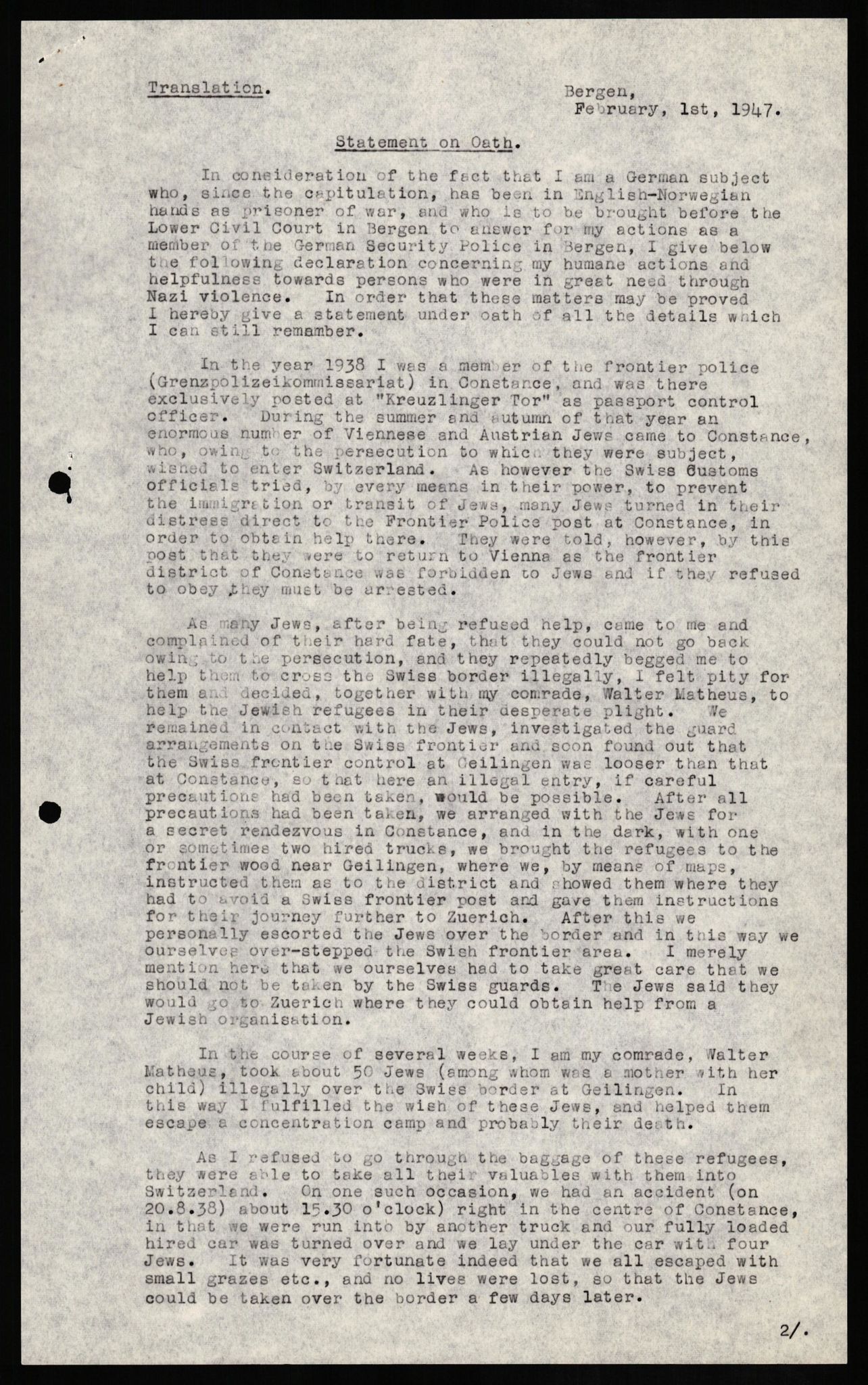 Forsvaret, Forsvarets overkommando II, RA/RAFA-3915/D/Db/L0017: CI Questionaires. Tyske okkupasjonsstyrker i Norge. Tyskere., 1945-1946, s. 112