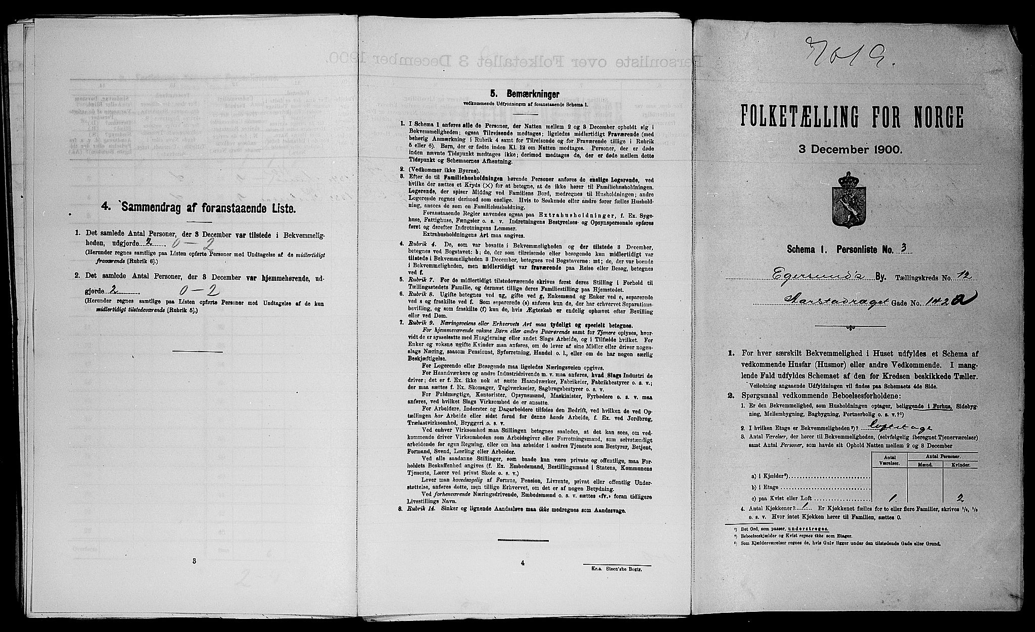 SAST, Folketelling 1900 for 1101 Egersund ladested, 1900, s. 1252