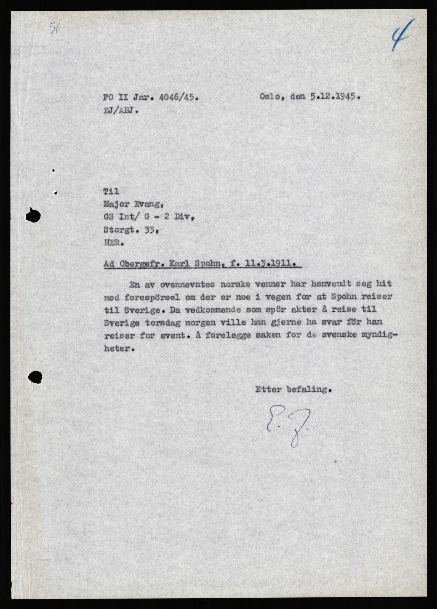 Forsvaret, Forsvarets overkommando II, AV/RA-RAFA-3915/D/Db/L0032: CI Questionaires. Tyske okkupasjonsstyrker i Norge. Tyskere., 1945-1946, s. 295