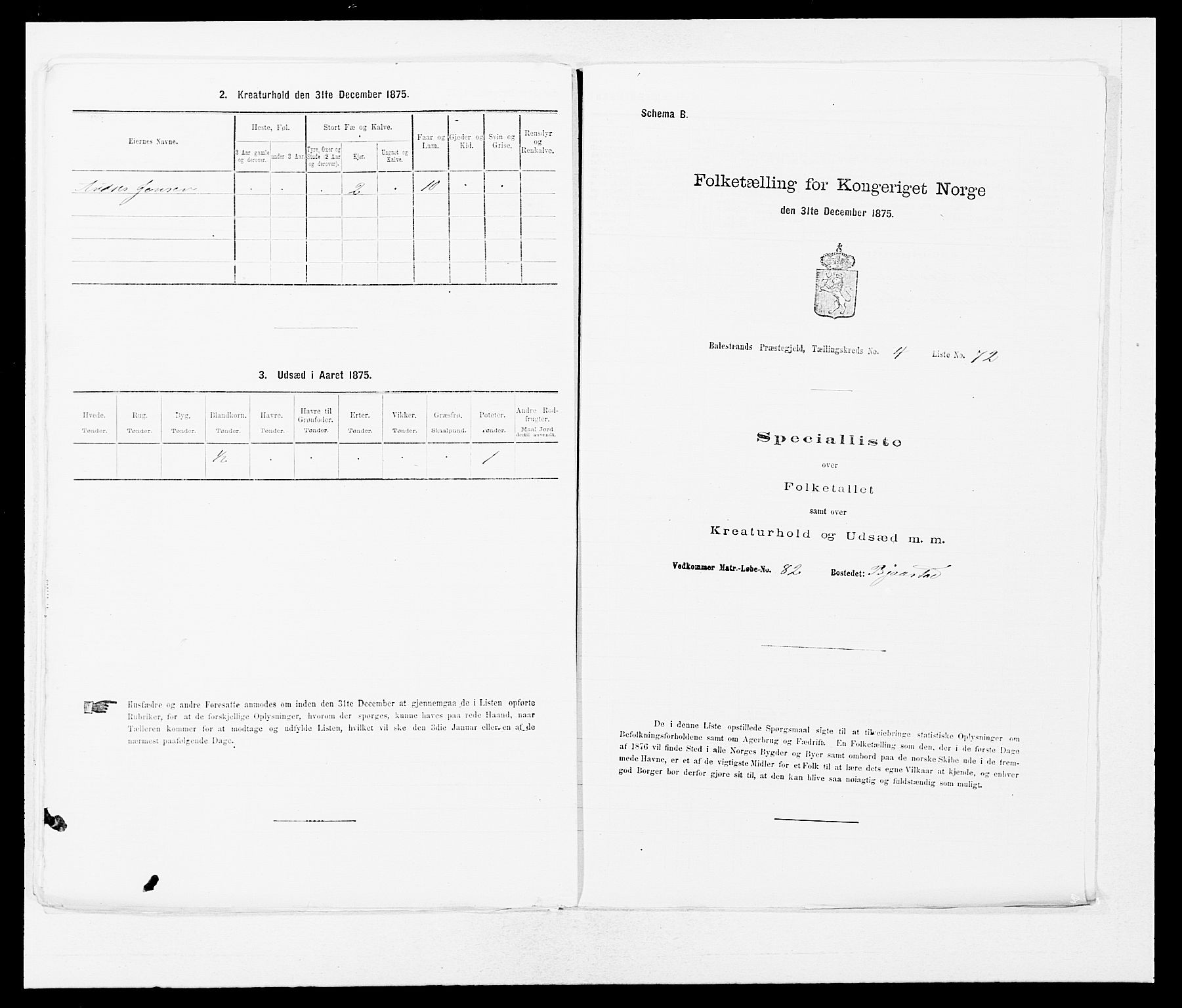 SAB, Folketelling 1875 for 1418P Balestrand prestegjeld, 1875, s. 596