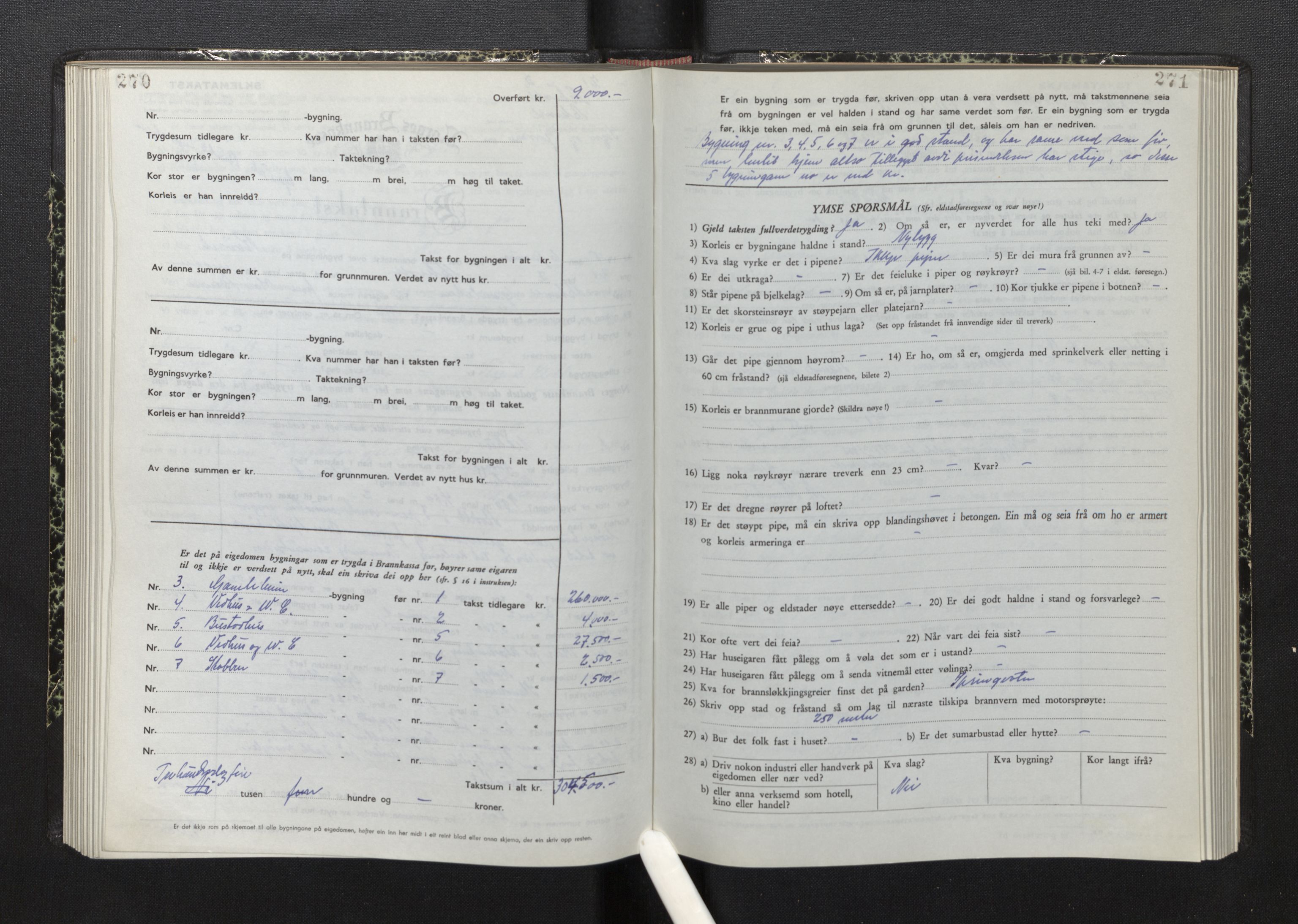 Lensmannen i Askvoll, AV/SAB-A-26301/0012/L0006: Branntakstprotokoll, skjematakst, 1950-1955, s. 270-271