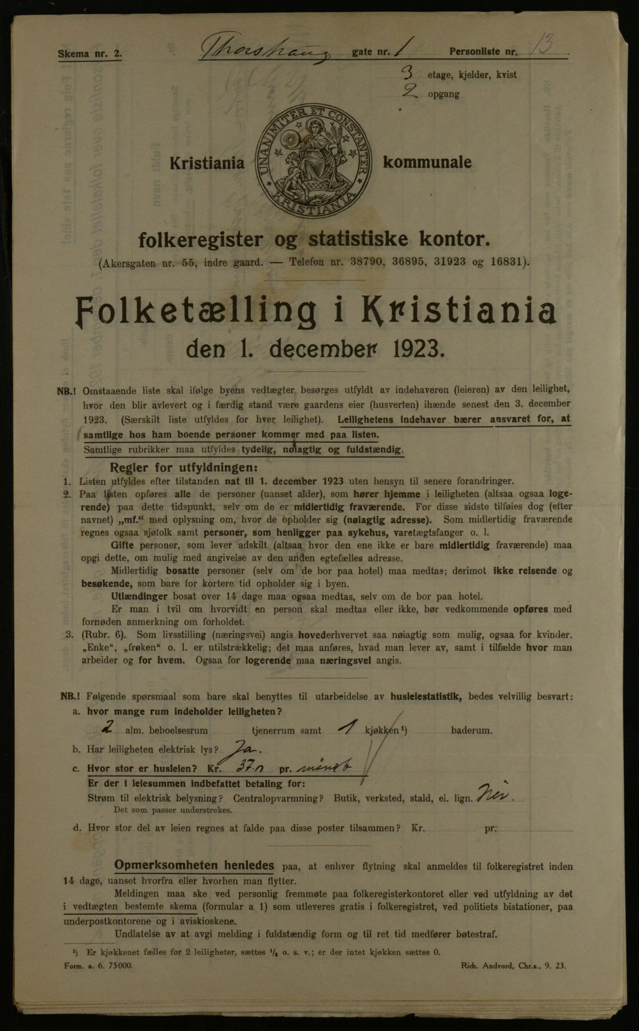 OBA, Kommunal folketelling 1.12.1923 for Kristiania, 1923, s. 126173