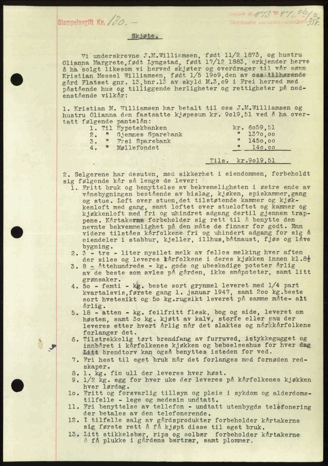 Nordmøre sorenskriveri, SAT/A-4132/1/2/2Ca: Pantebok nr. A104, 1947-1947, Dagboknr: 473/1947