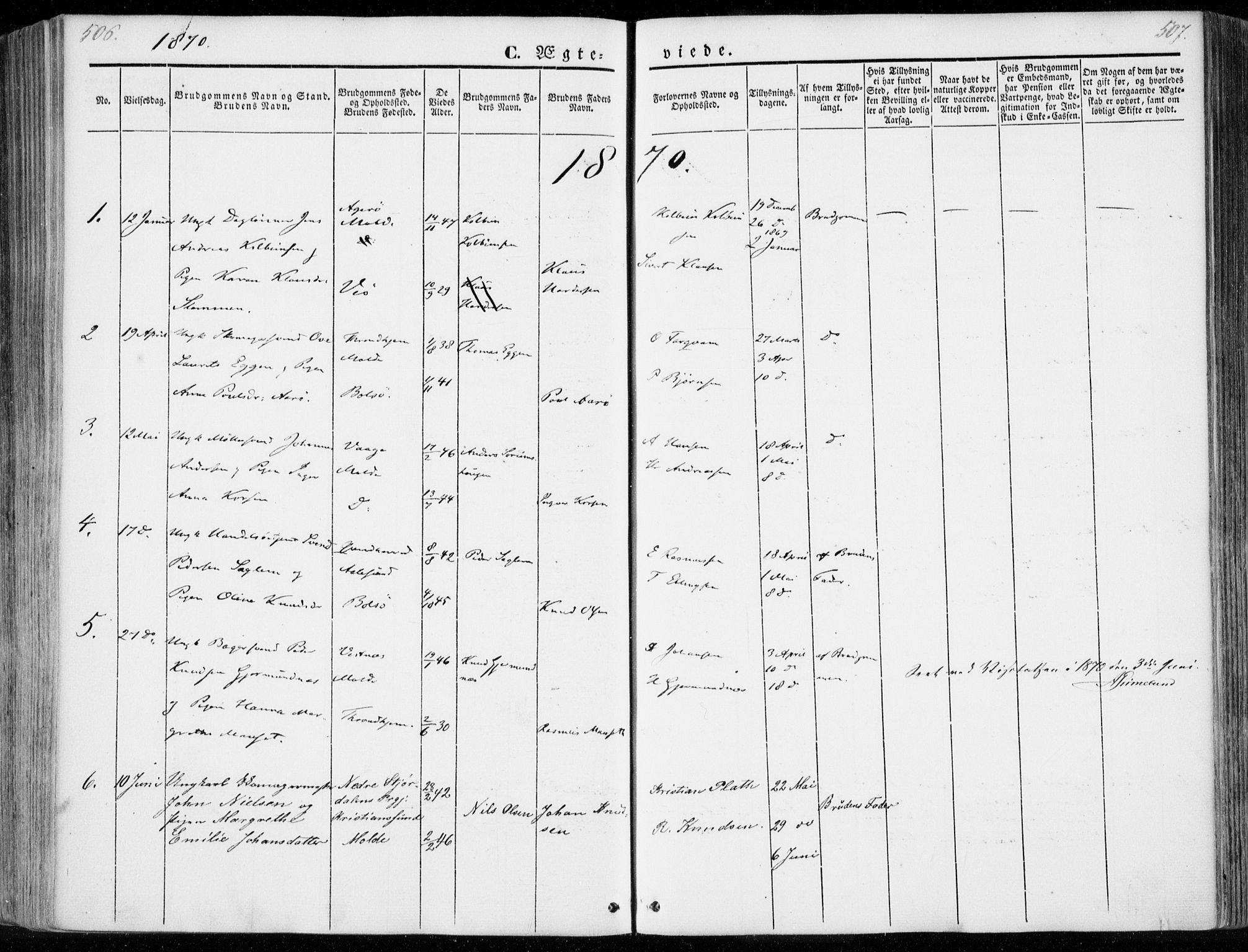 Ministerialprotokoller, klokkerbøker og fødselsregistre - Møre og Romsdal, AV/SAT-A-1454/558/L0689: Ministerialbok nr. 558A03, 1843-1872, s. 506-507