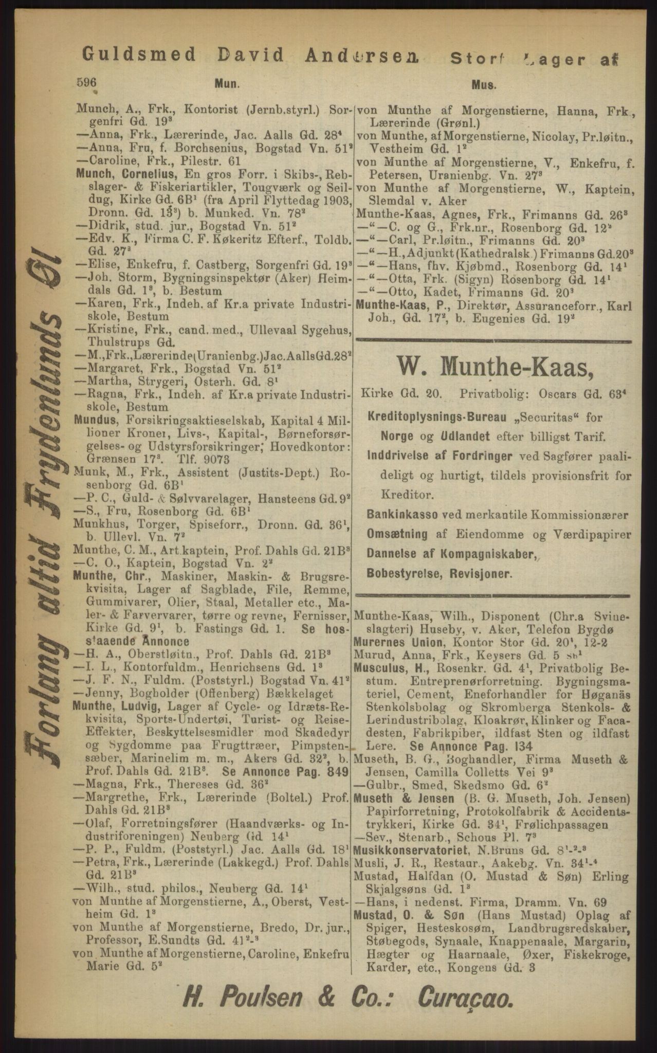 Kristiania/Oslo adressebok, PUBL/-, 1903, s. 596