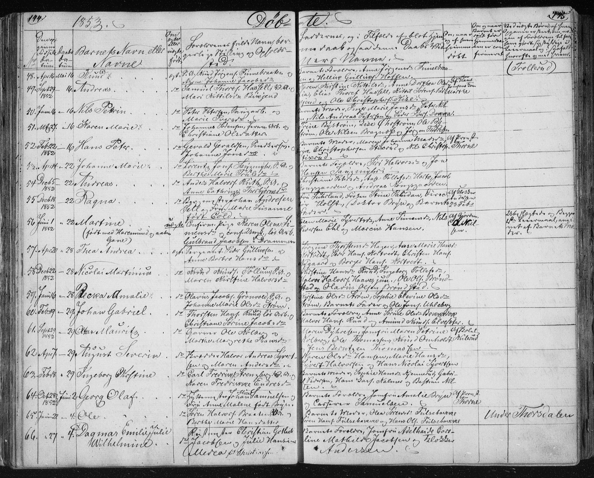 Kongsberg kirkebøker, AV/SAKO-A-22/F/Fa/L0009: Ministerialbok nr. I 9, 1839-1858, s. 144-145