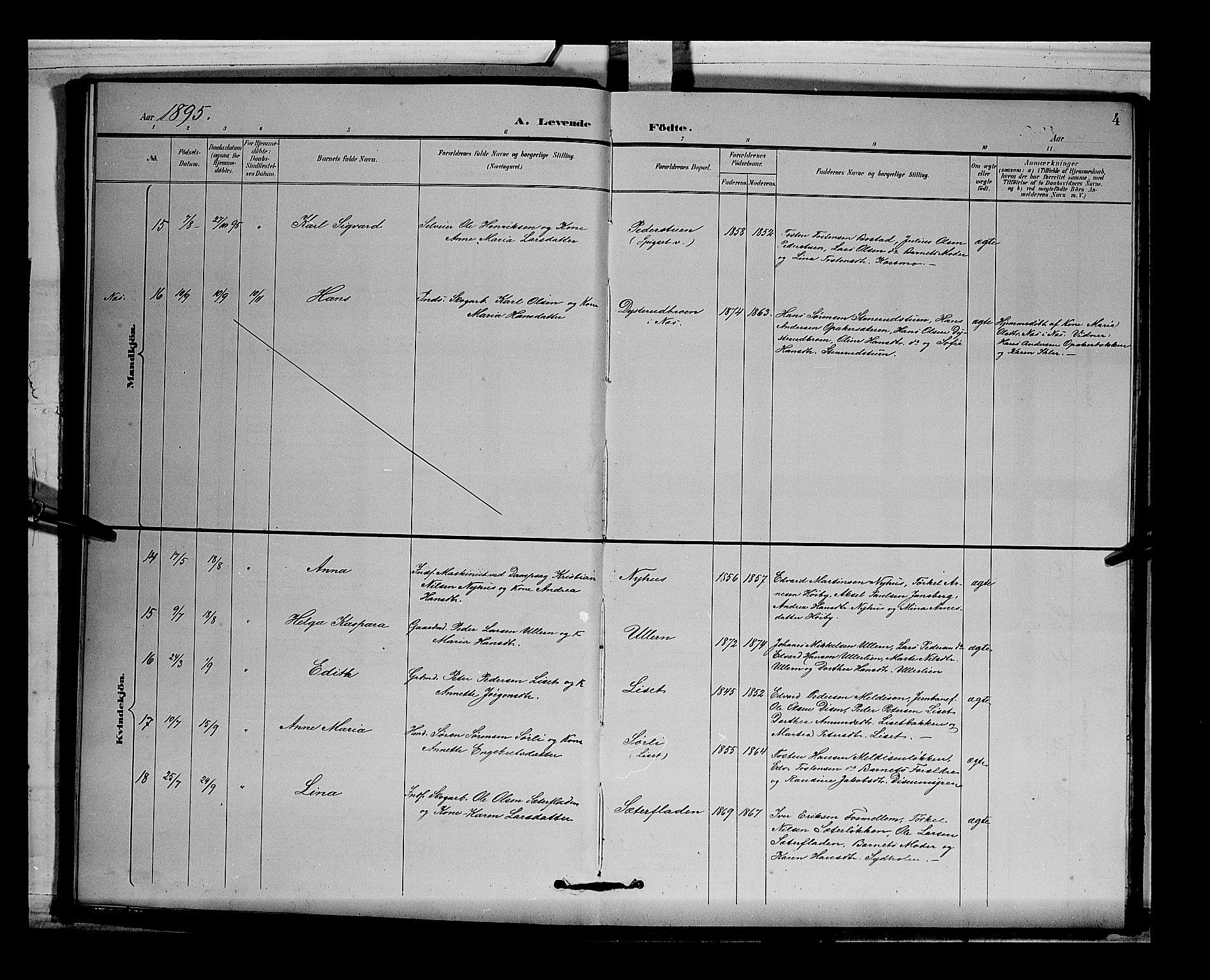 Sør-Odal prestekontor, AV/SAH-PREST-030/H/Ha/Hab/L0004: Klokkerbok nr. 4, 1895-1906, s. 4