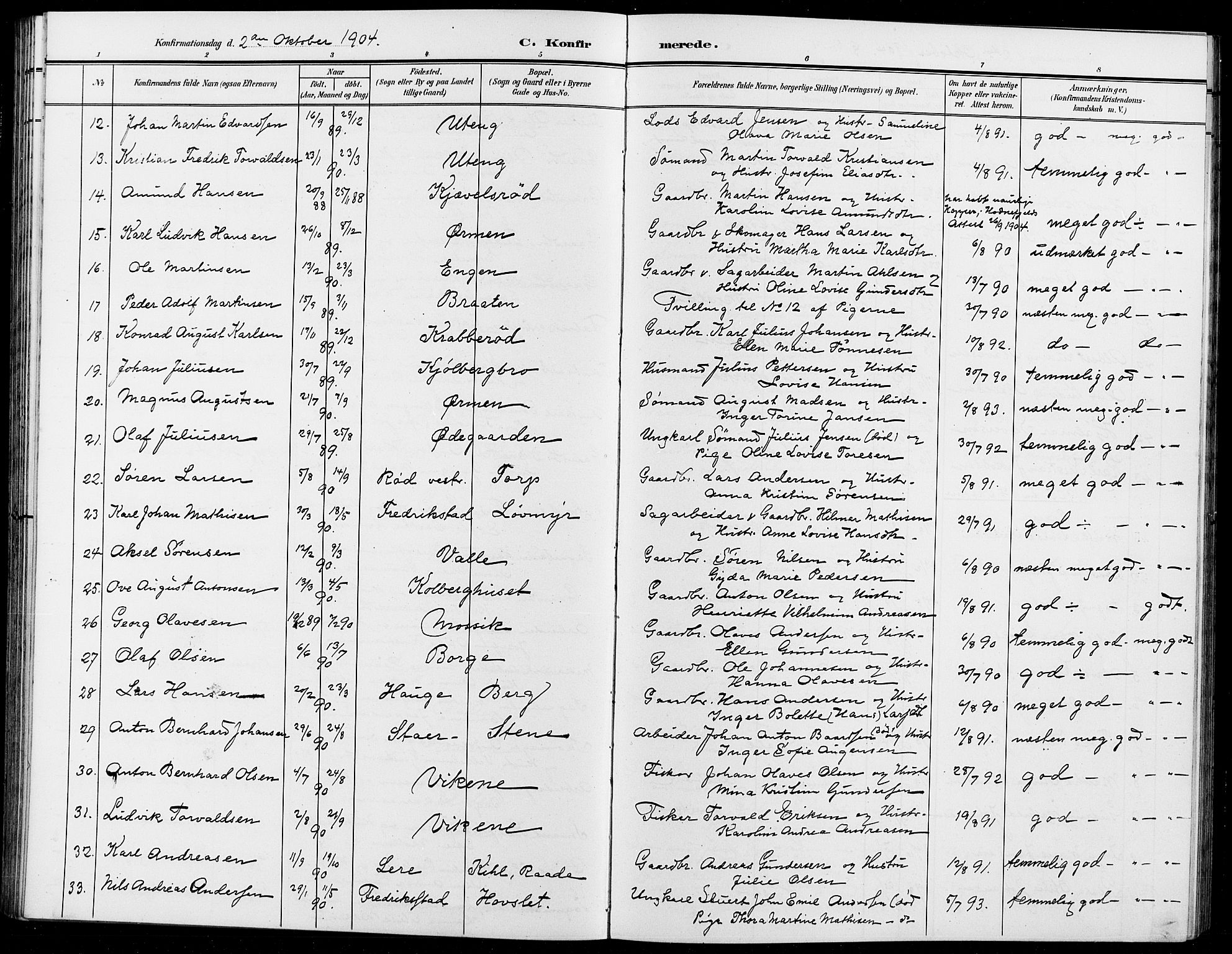 Onsøy prestekontor Kirkebøker, AV/SAO-A-10914/G/Ga/L0002: Klokkerbok nr. I 2, 1903-1909