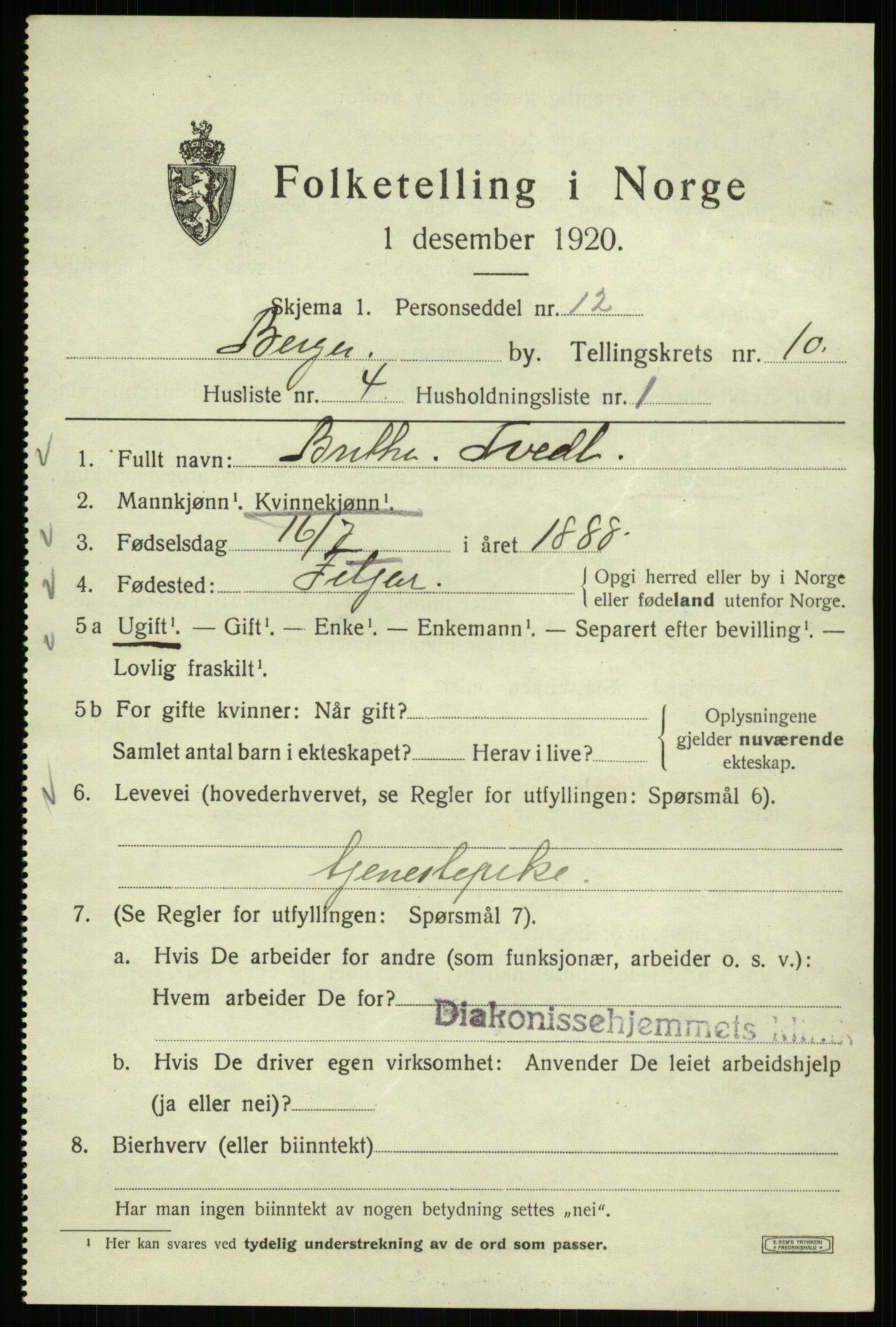 SAB, Folketelling 1920 for 1301 Bergen kjøpstad, 1920, s. 71389