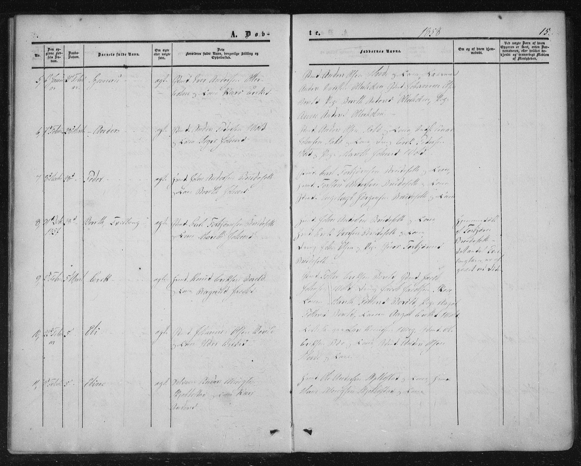 Ministerialprotokoller, klokkerbøker og fødselsregistre - Møre og Romsdal, AV/SAT-A-1454/543/L0562: Ministerialbok nr. 543A02, 1854-1884, s. 15