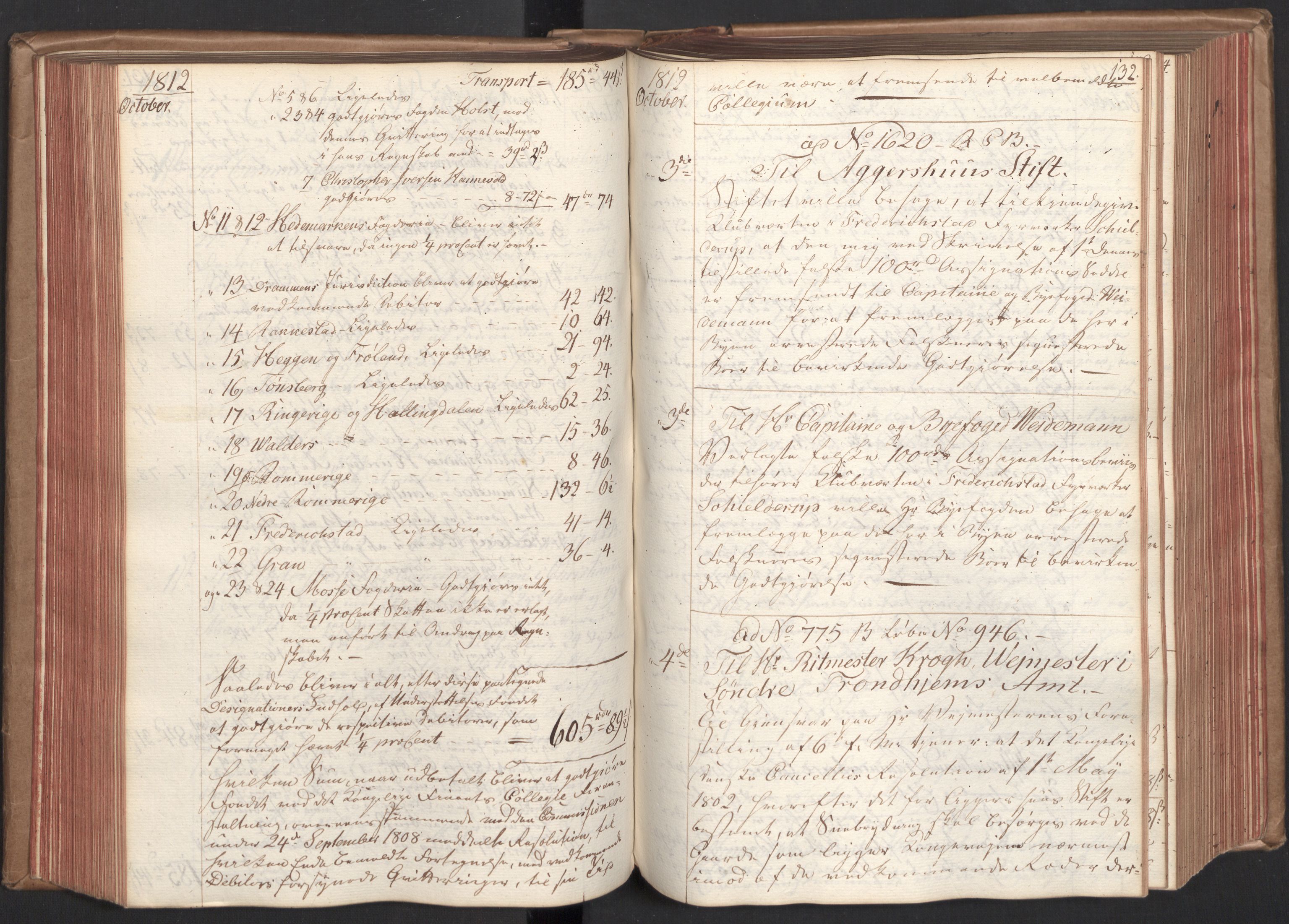 Stattholderembetet 1810-1814, 2. kontor (Kontor B), AV/RA-EA-5432/Bc/L0002: Korrespondanseprotokoll, 1812-1813, s. 131b-132a