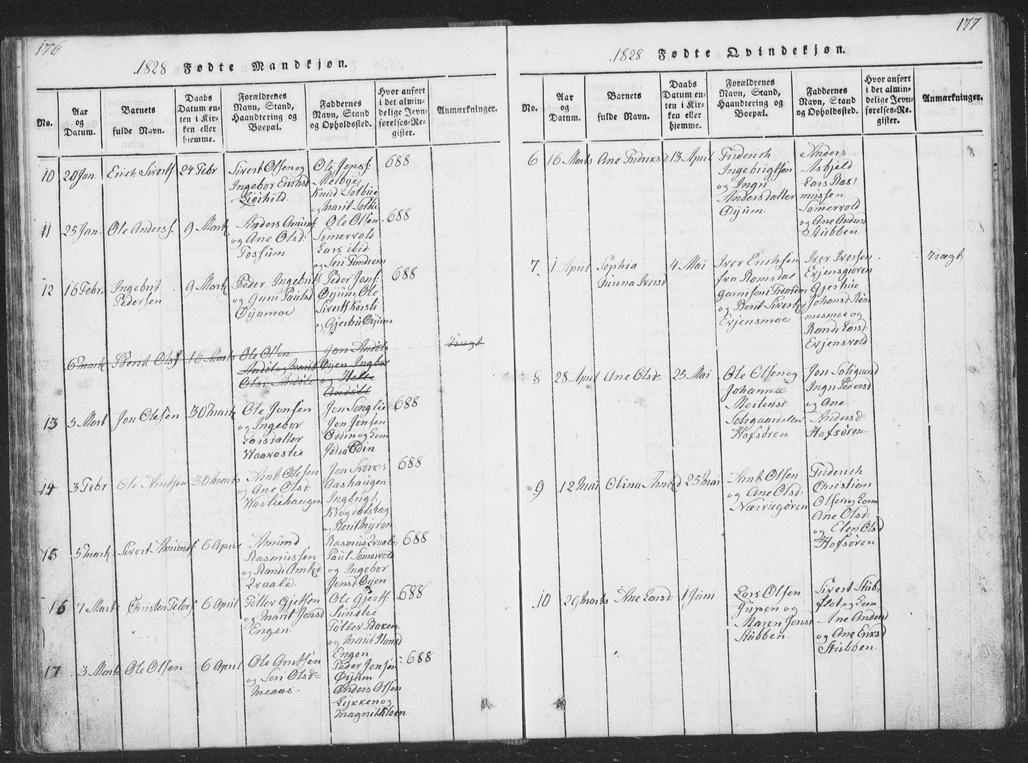 Ministerialprotokoller, klokkerbøker og fødselsregistre - Sør-Trøndelag, SAT/A-1456/668/L0816: Klokkerbok nr. 668C05, 1816-1893, s. 176-177