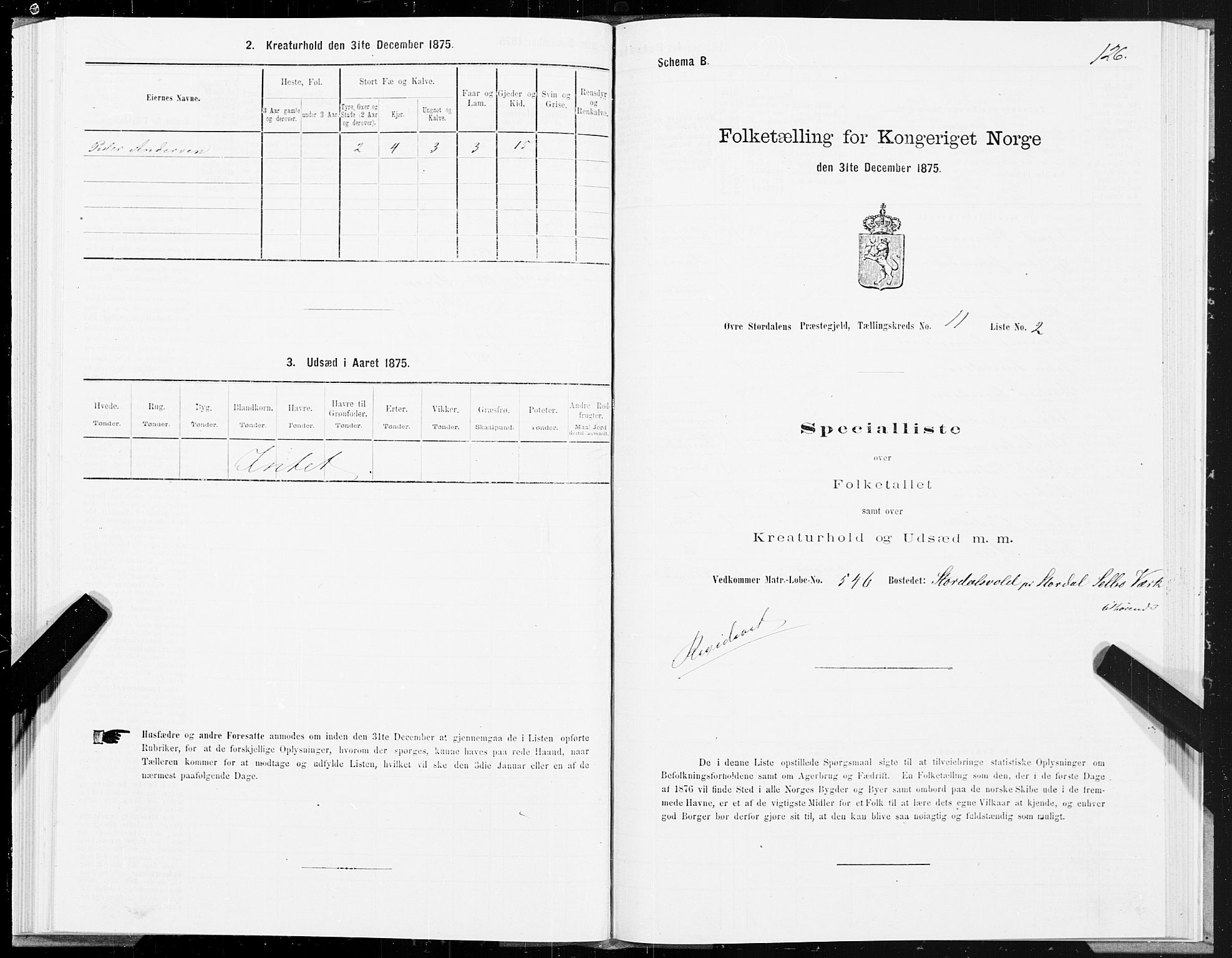 SAT, Folketelling 1875 for 1711P Øvre Stjørdal prestegjeld, 1875, s. 6126