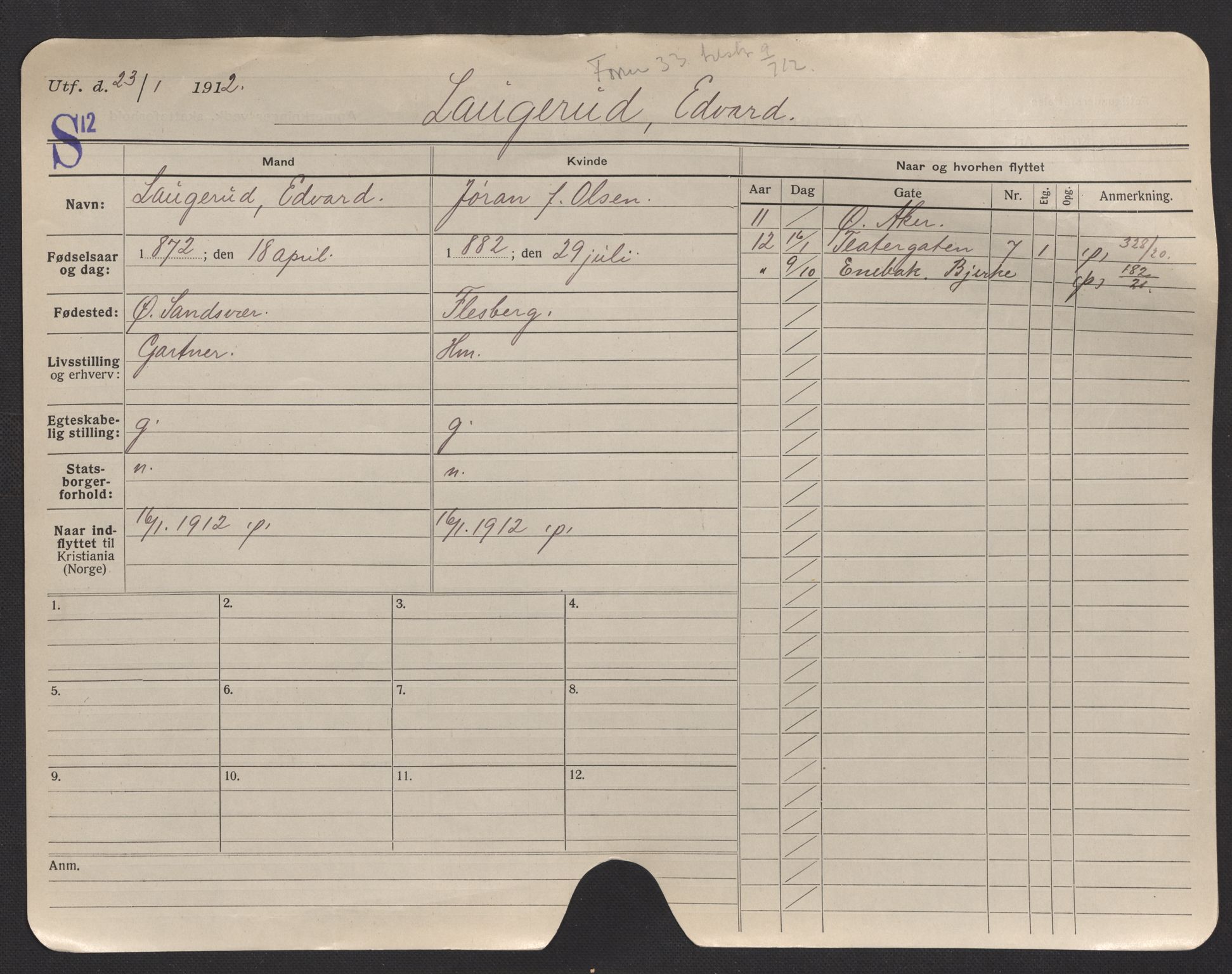 Oslo folkeregister, Registerkort, AV/SAO-A-11715/F/Fa/Fac/L0007: Menn, 1906-1914, s. 10a