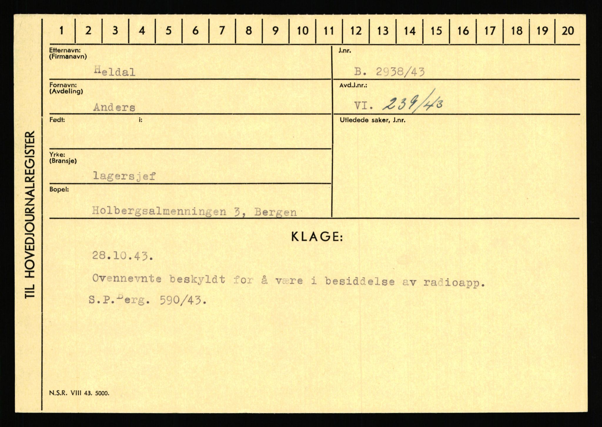 Statspolitiet - Hovedkontoret / Osloavdelingen, AV/RA-S-1329/C/Ca/L0006: Hanche - Hokstvedt, 1943-1945, s. 3228