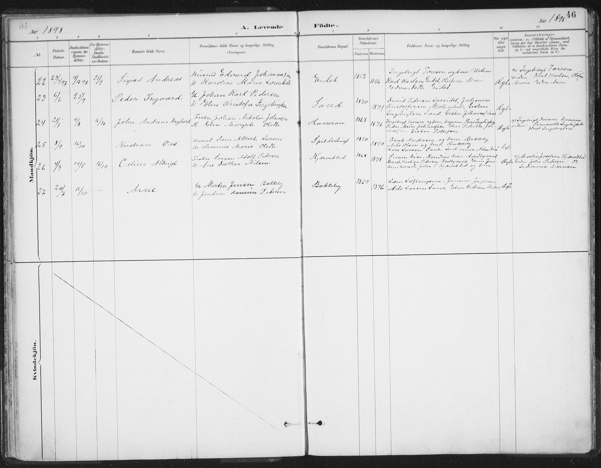 Balsfjord sokneprestembete, AV/SATØ-S-1303/G/Ga/L0007kirke: Ministerialbok nr. 7, 1887-1909, s. 46