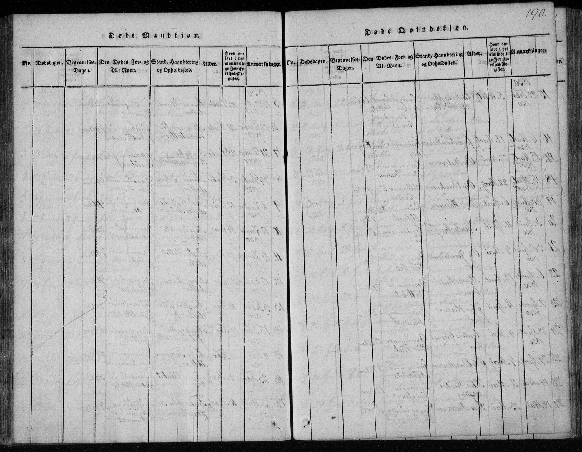 Holla kirkebøker, AV/SAKO-A-272/F/Fa/L0003: Ministerialbok nr. 3, 1815-1830, s. 190