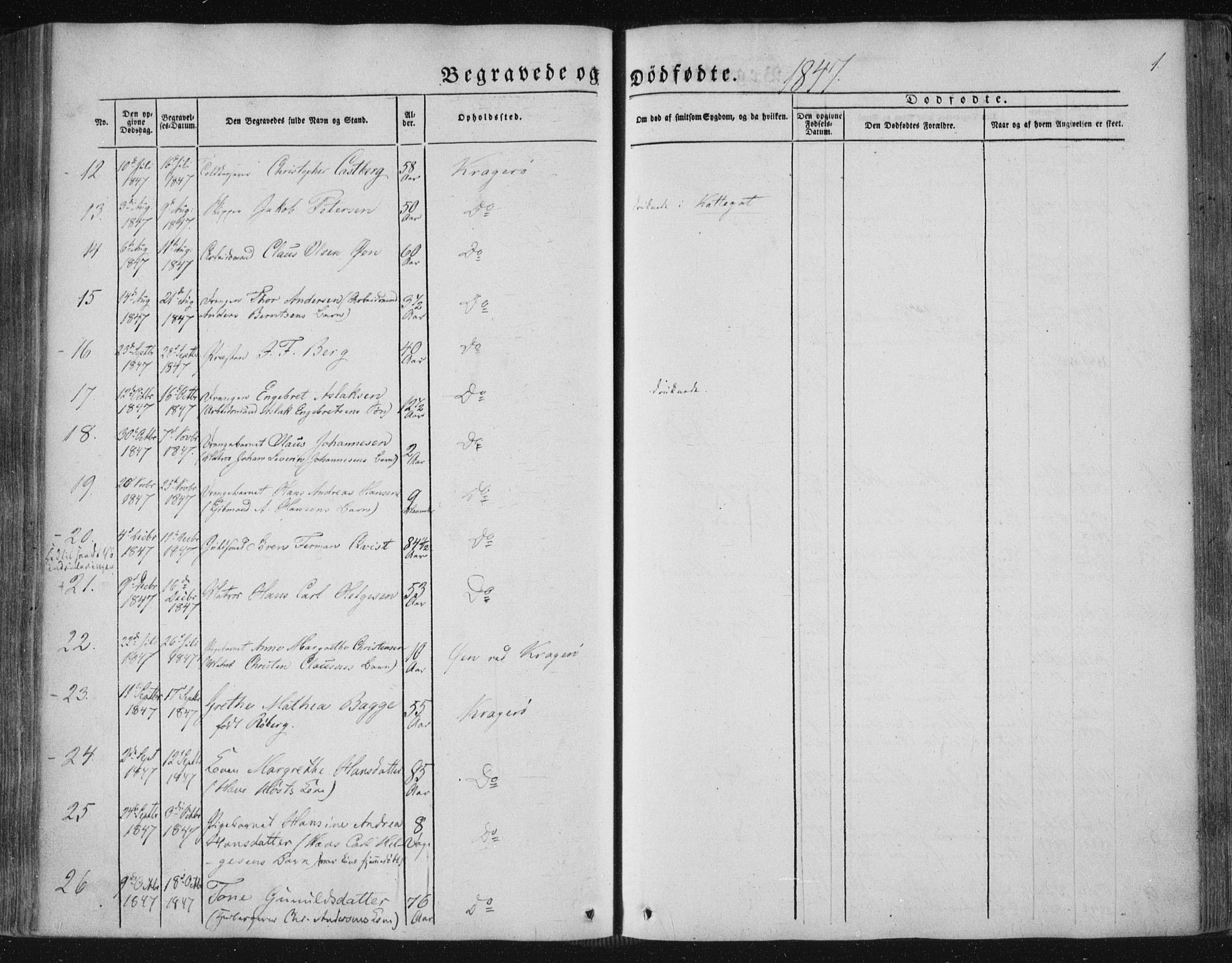 Kragerø kirkebøker, AV/SAKO-A-278/F/Fa/L0006: Ministerialbok nr. 6, 1847-1861, s. 1
