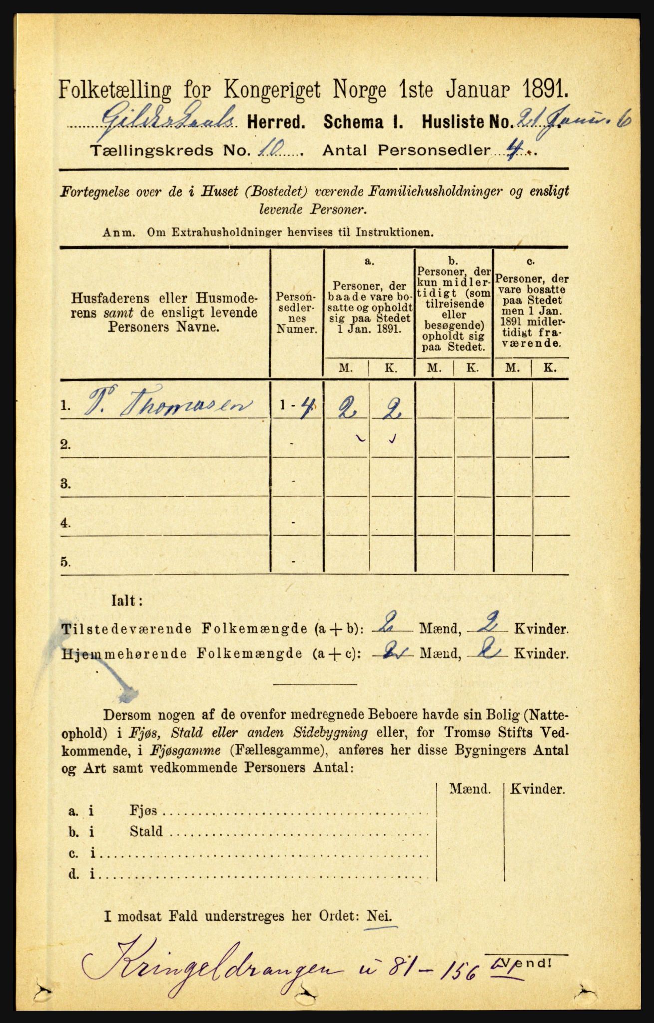 RA, Folketelling 1891 for 1838 Gildeskål herred, 1891, s. 2920