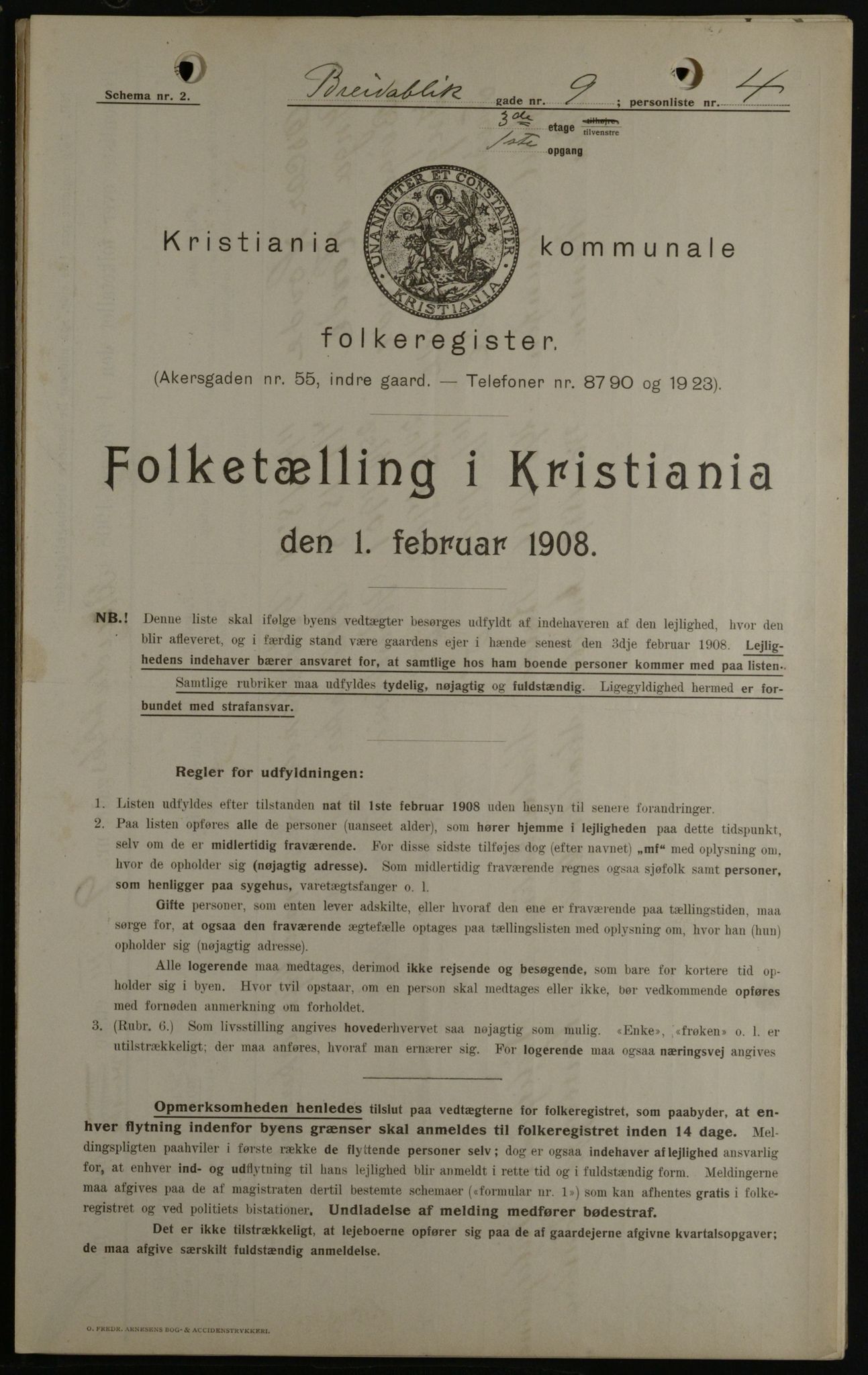 OBA, Kommunal folketelling 1.2.1908 for Kristiania kjøpstad, 1908, s. 7870