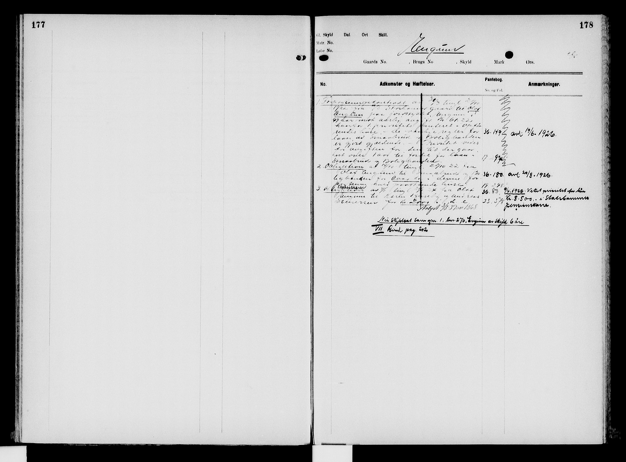 Nord-Hedmark sorenskriveri, SAH/TING-012/H/Ha/Had/Hade/L0008: Panteregister nr. 4.8, 1923-1940, s. 177-178