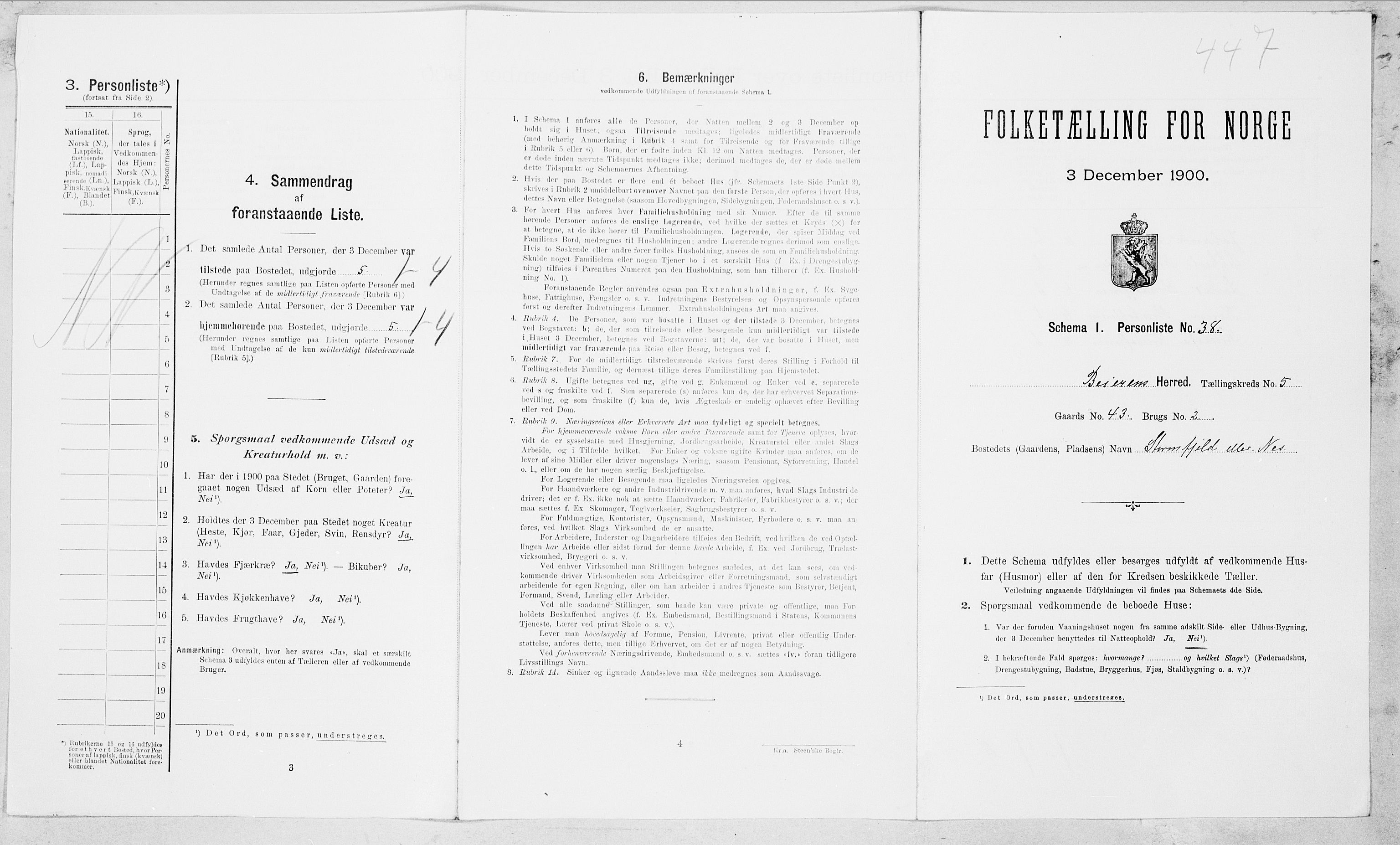 SAT, Folketelling 1900 for 1839 Beiarn herred, 1900, s. 400