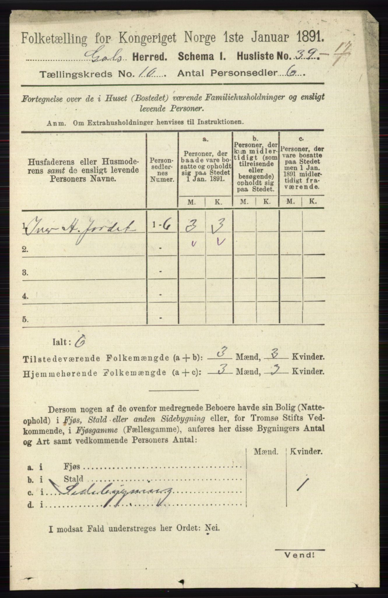 RA, Folketelling 1891 for 0617 Gol og Hemsedal herred, 1891, s. 4019