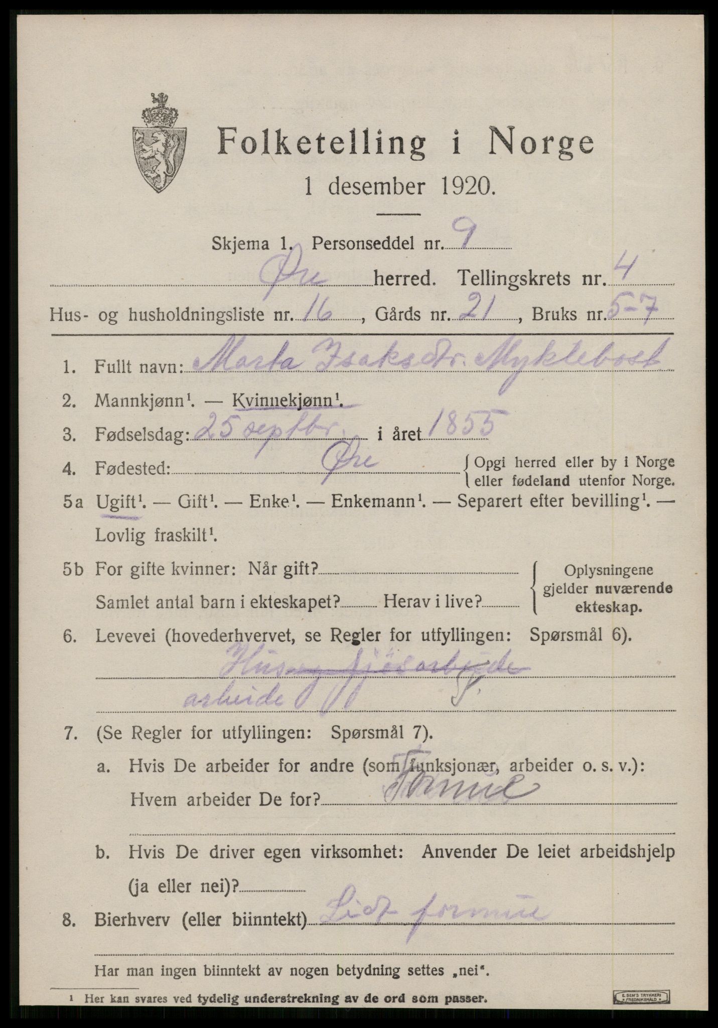 SAT, Folketelling 1920 for 1558 Øre herred, 1920, s. 2211