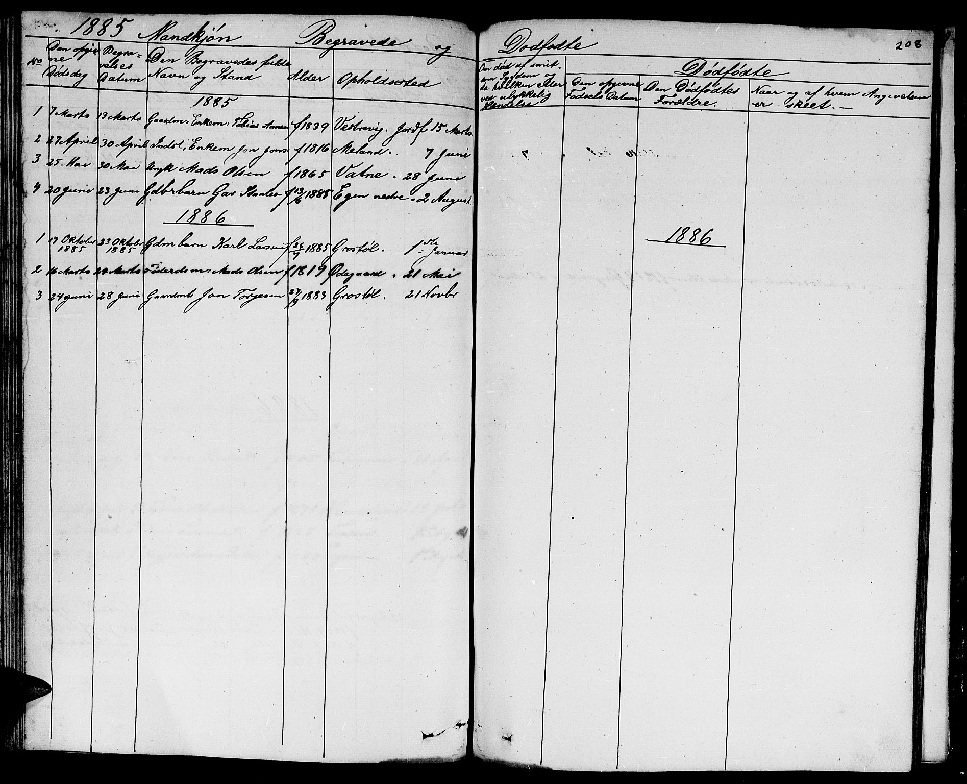 Hægebostad sokneprestkontor, SAK/1111-0024/F/Fb/Fbb/L0002: Klokkerbok nr. B 2, 1851-1886, s. 208