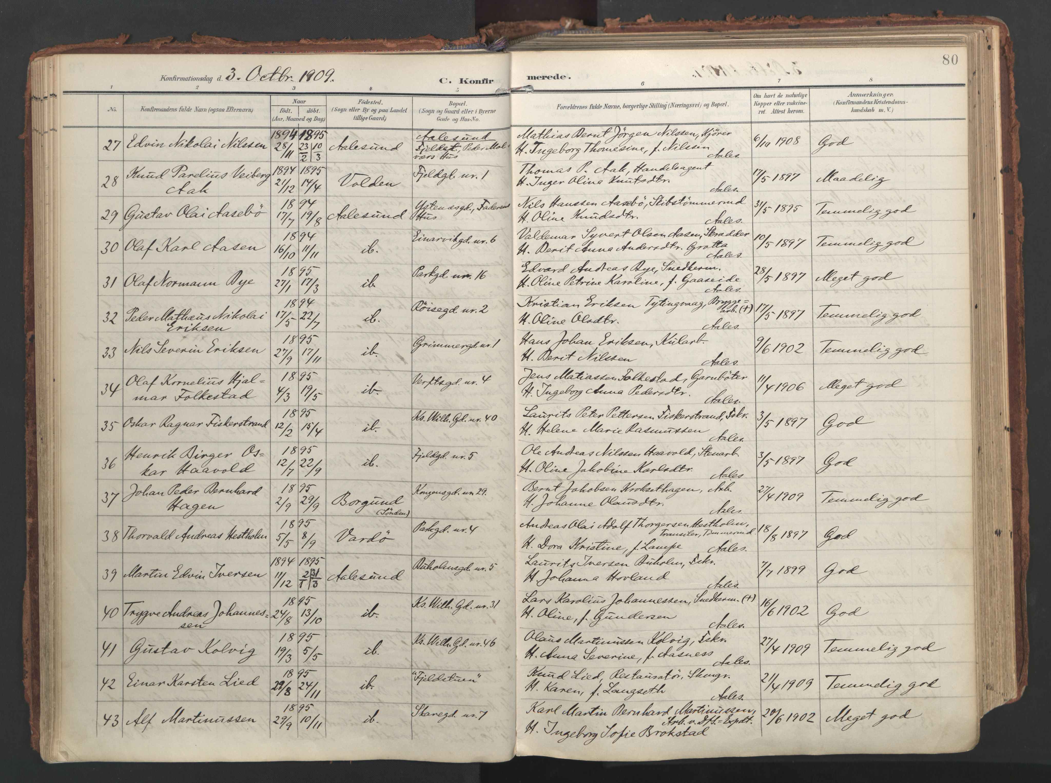 Ministerialprotokoller, klokkerbøker og fødselsregistre - Møre og Romsdal, AV/SAT-A-1454/529/L0459: Ministerialbok nr. 529A09, 1904-1917, s. 80