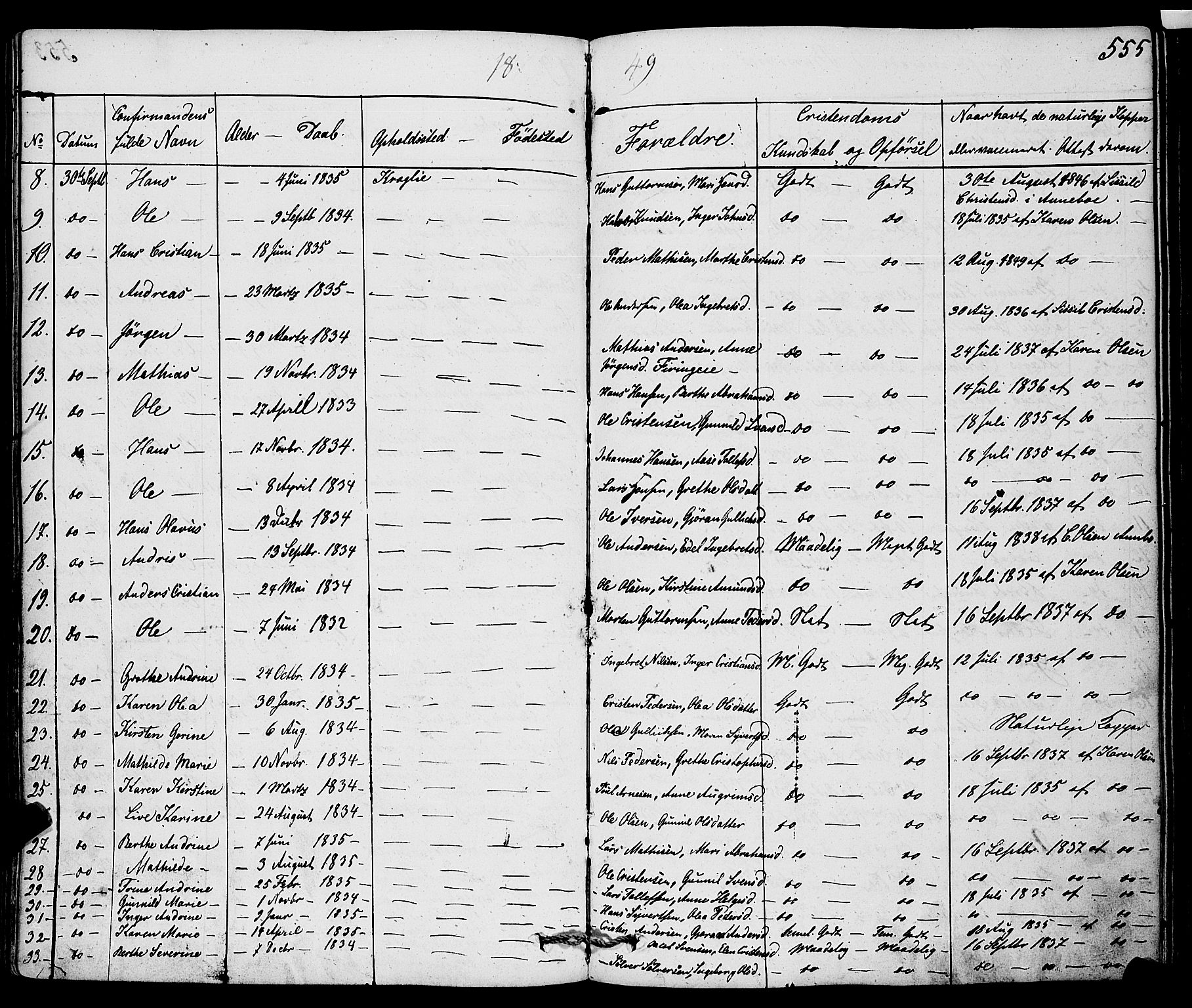 Ramnes kirkebøker, AV/SAKO-A-314/F/Fa/L0005: Ministerialbok nr. I 5, 1841-1861, s. 554-555