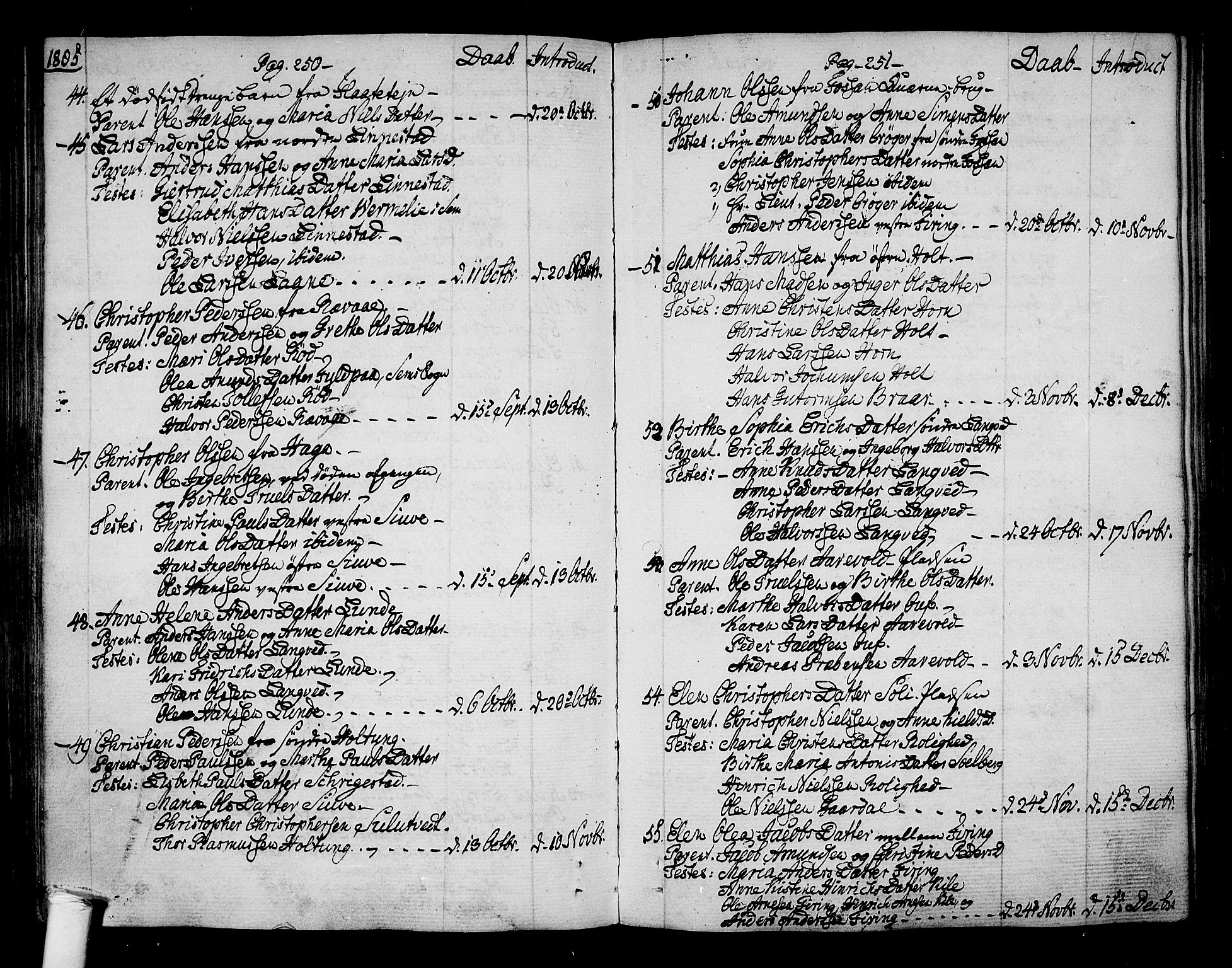 Ramnes kirkebøker, SAKO/A-314/F/Fa/L0003: Ministerialbok nr. I 3, 1790-1813, s. 250-251