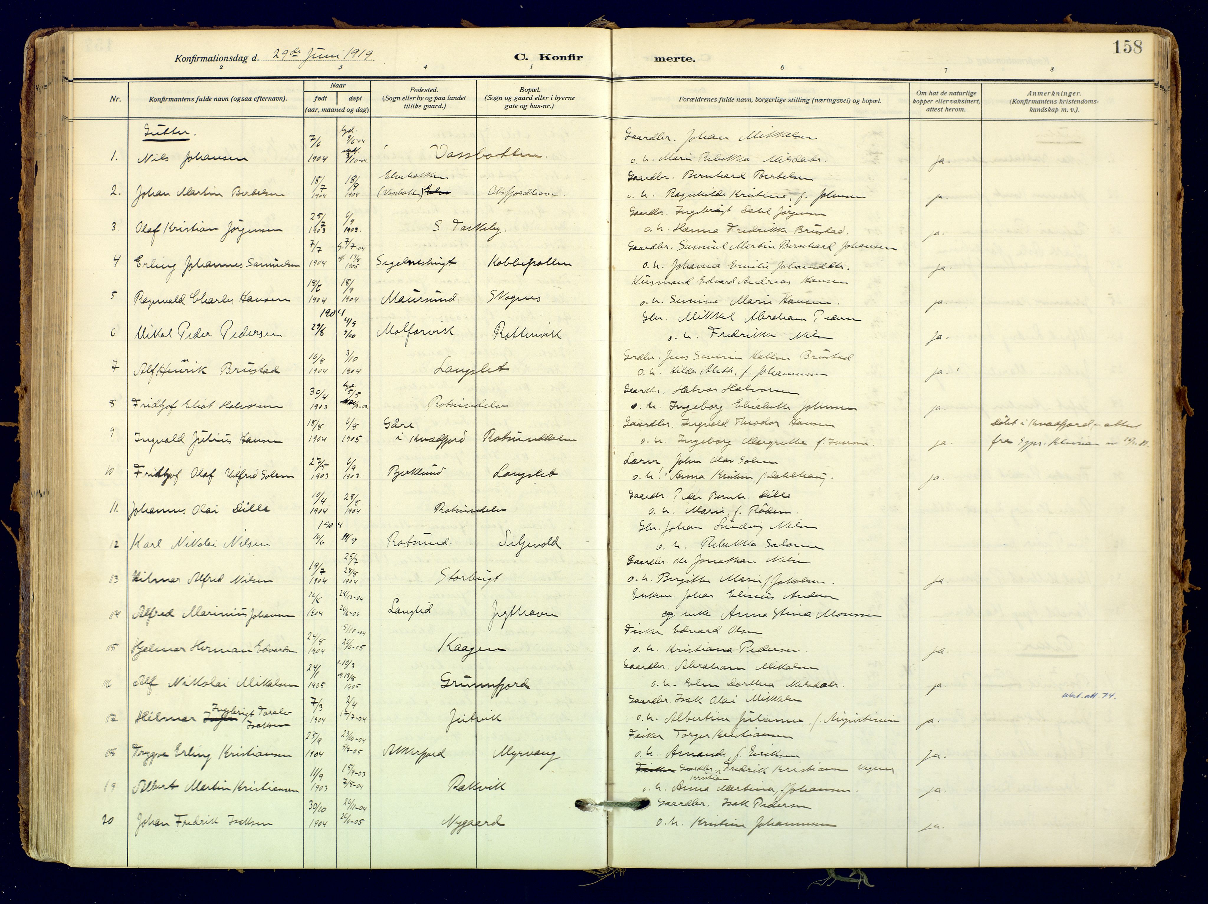 Skjervøy sokneprestkontor, AV/SATØ-S-1300/H/Ha/Haa: Ministerialbok nr. 18, 1910-1926, s. 158