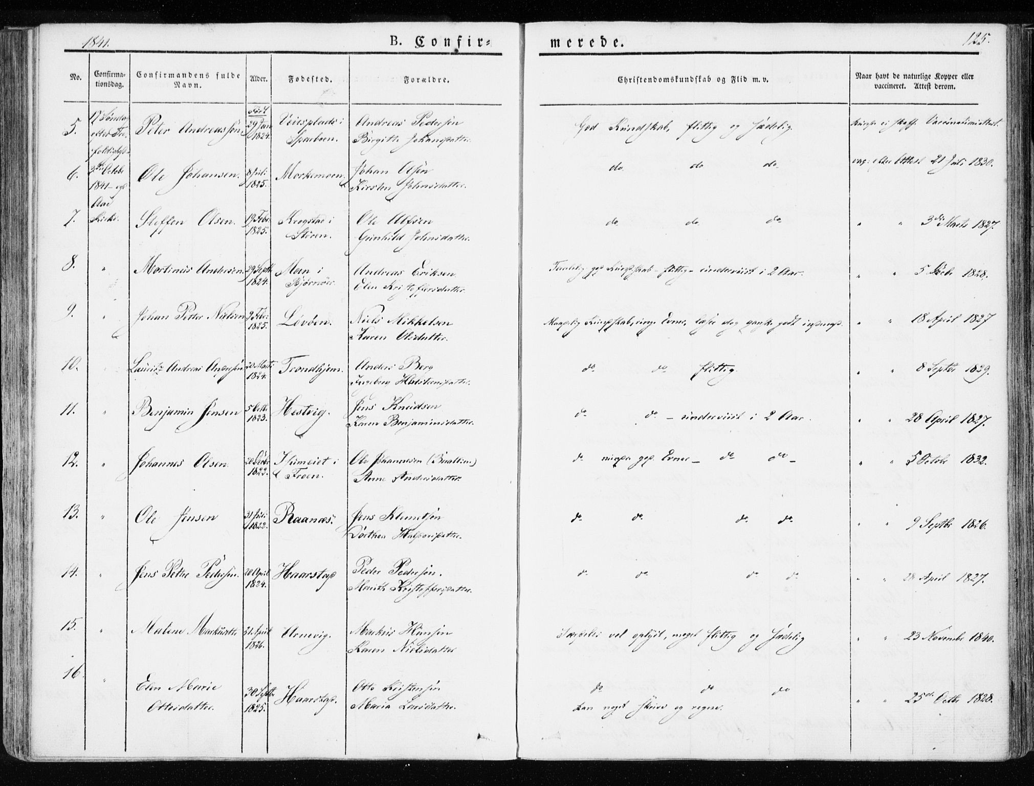 Ministerialprotokoller, klokkerbøker og fødselsregistre - Sør-Trøndelag, SAT/A-1456/655/L0676: Ministerialbok nr. 655A05, 1830-1847, s. 125