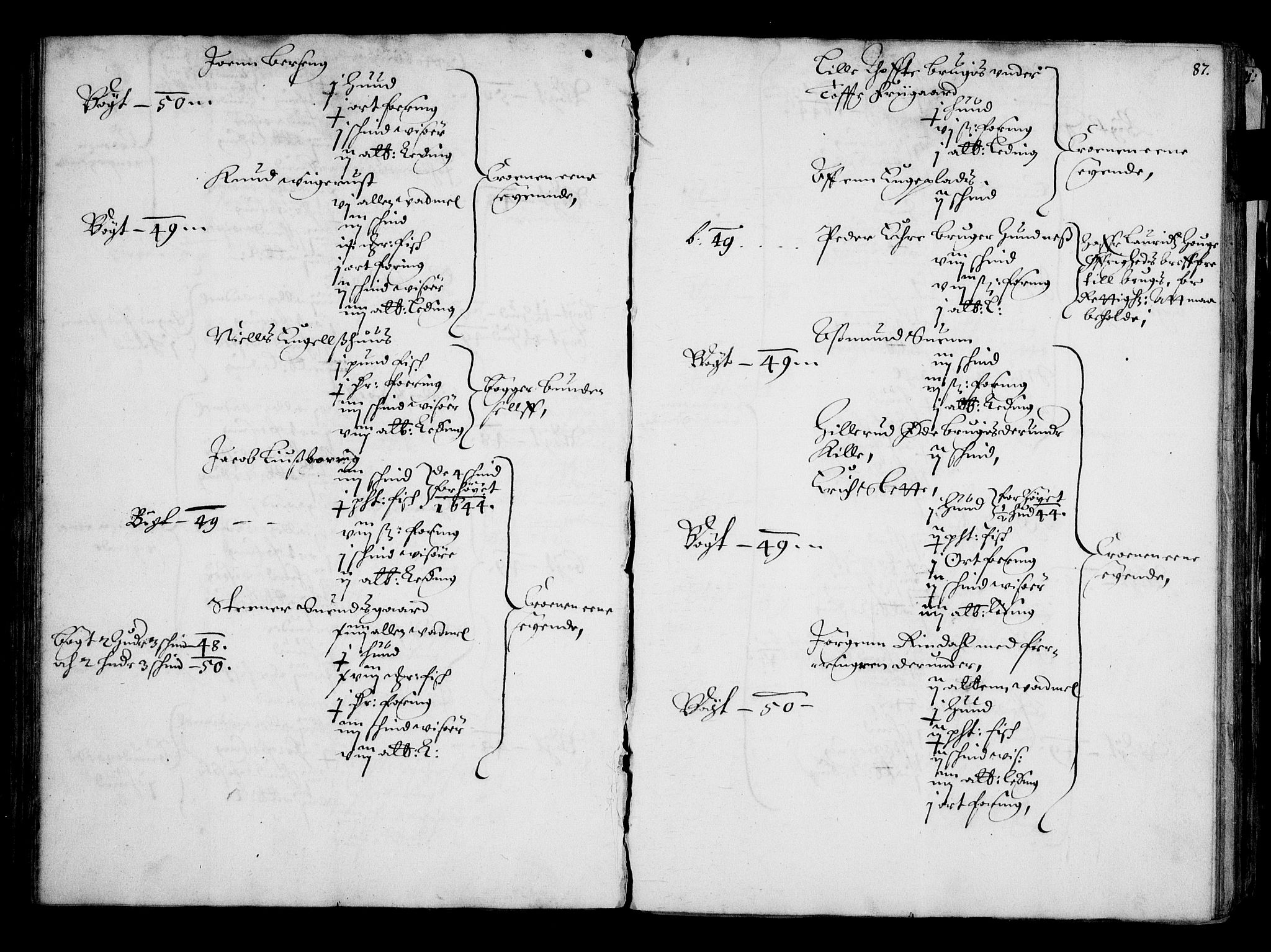 Rentekammeret inntil 1814, Realistisk ordnet avdeling, AV/RA-EA-4070/N/Na/L0001: [XI f]: Akershus stifts jordebok, 1652, s. 86b-87a