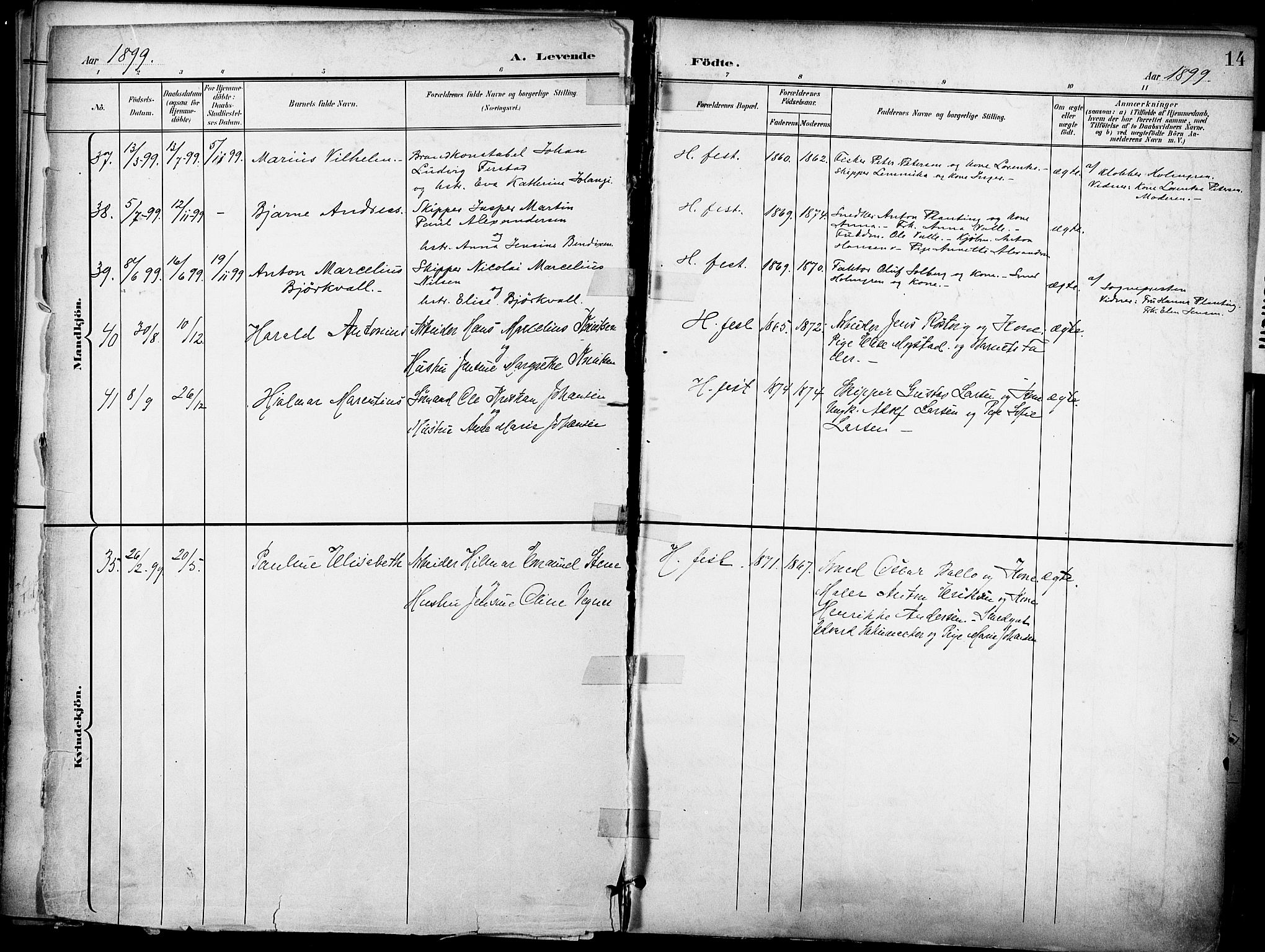 Hammerfest sokneprestkontor, AV/SATØ-S-1347/H/Ha/L0010.kirke: Ministerialbok nr. 10, 1898-1905, s. 14