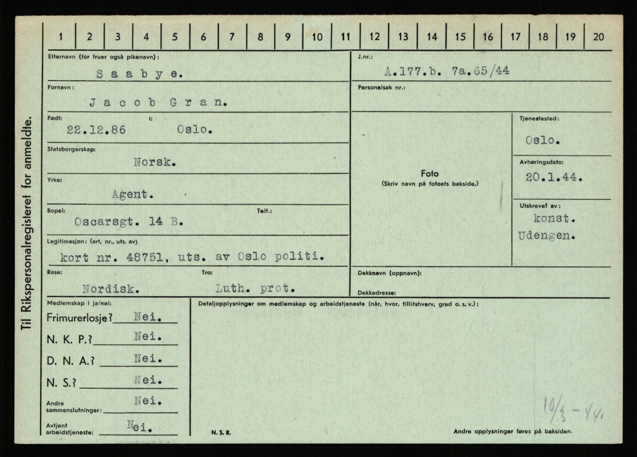 Statspolitiet - Hovedkontoret / Osloavdelingen, AV/RA-S-1329/C/Ca/L0013: Raa - Servold, 1943-1945, s. 3178