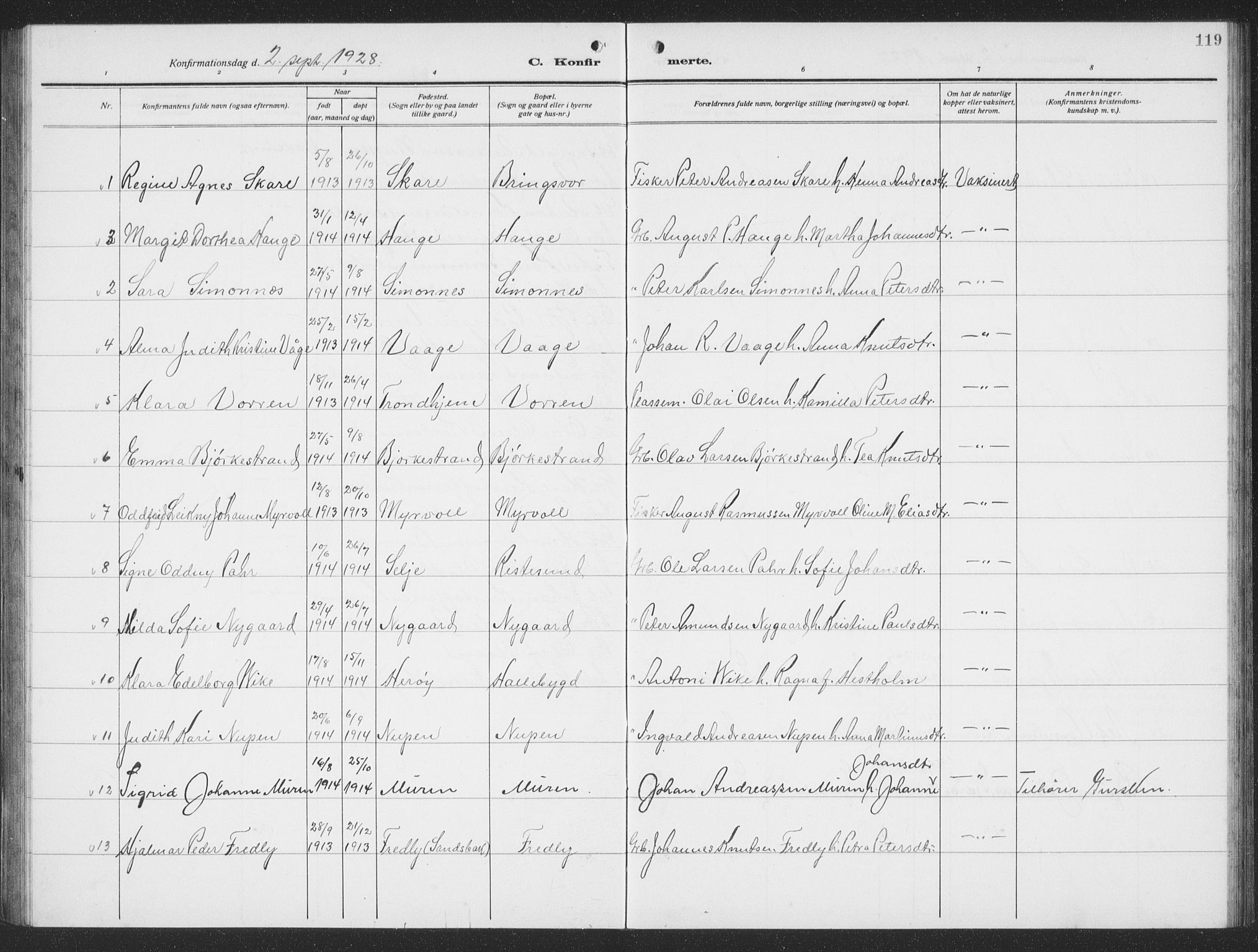 Ministerialprotokoller, klokkerbøker og fødselsregistre - Møre og Romsdal, AV/SAT-A-1454/503/L0051: Klokkerbok nr. 503C06, 1923-1938, s. 119