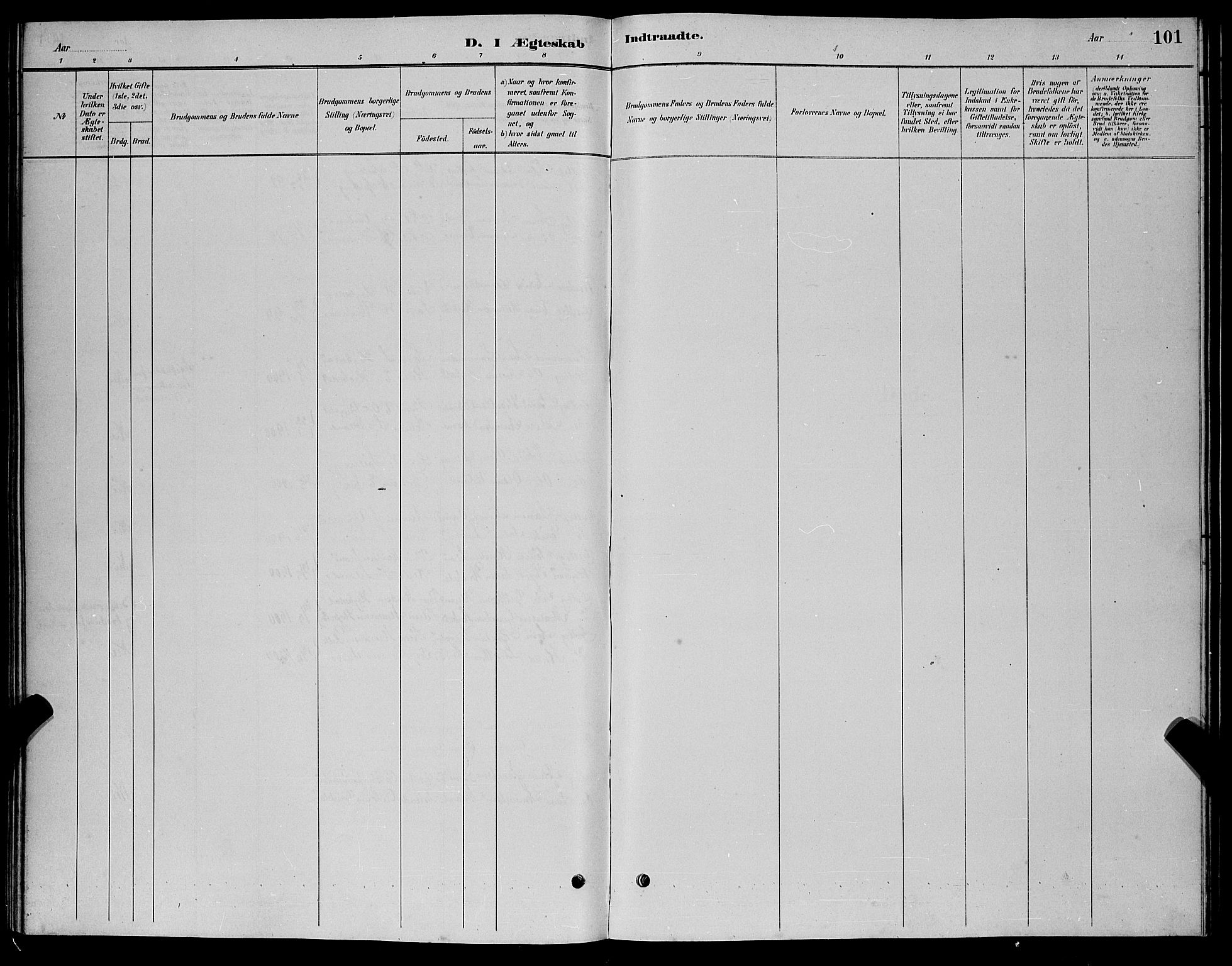 Nord-Audnedal sokneprestkontor, SAK/1111-0032/F/Fb/Fbb/L0003: Klokkerbok nr. B 3, 1882-1900, s. 101