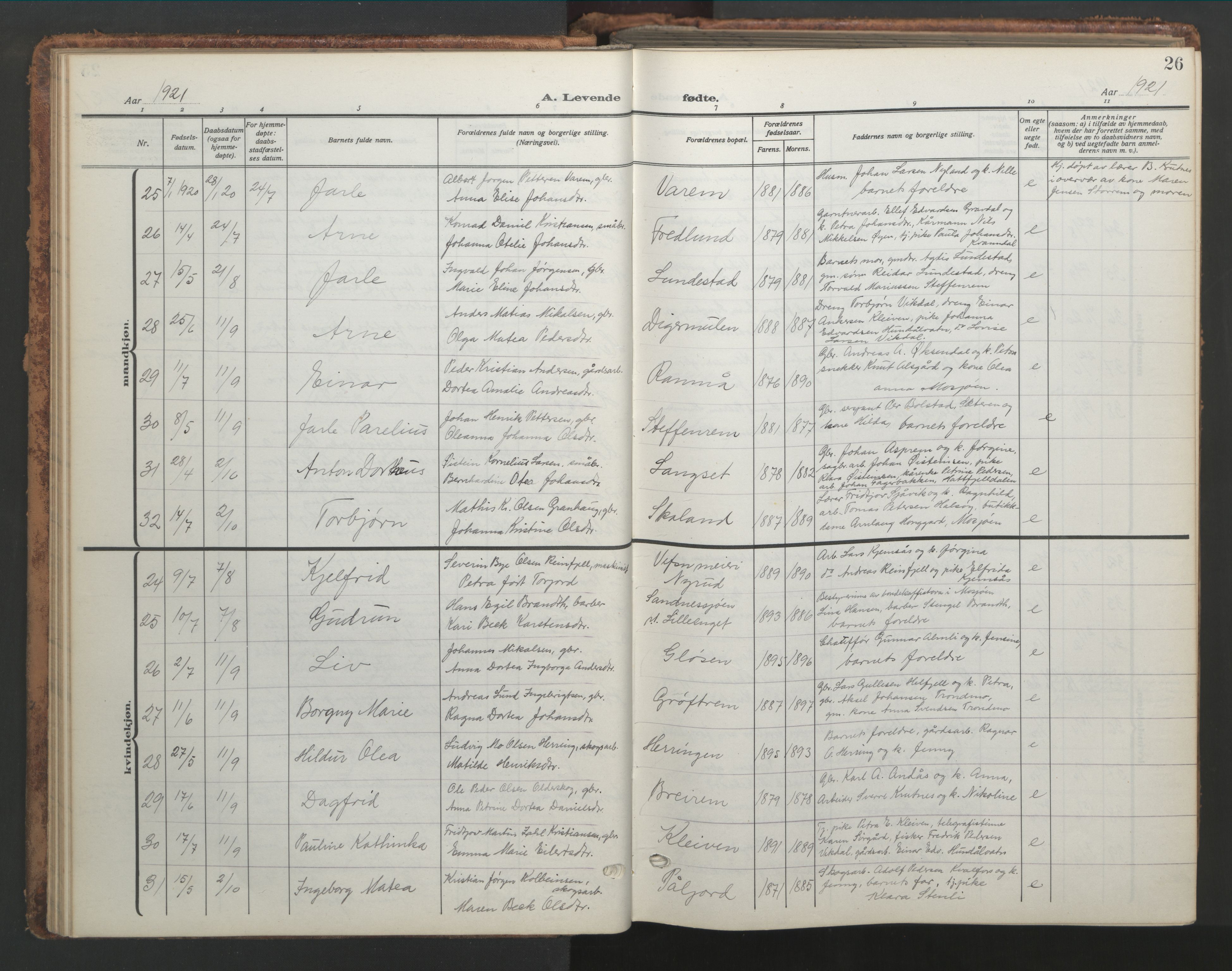Ministerialprotokoller, klokkerbøker og fødselsregistre - Nordland, AV/SAT-A-1459/820/L0302: Klokkerbok nr. 820C04, 1917-1948, s. 26