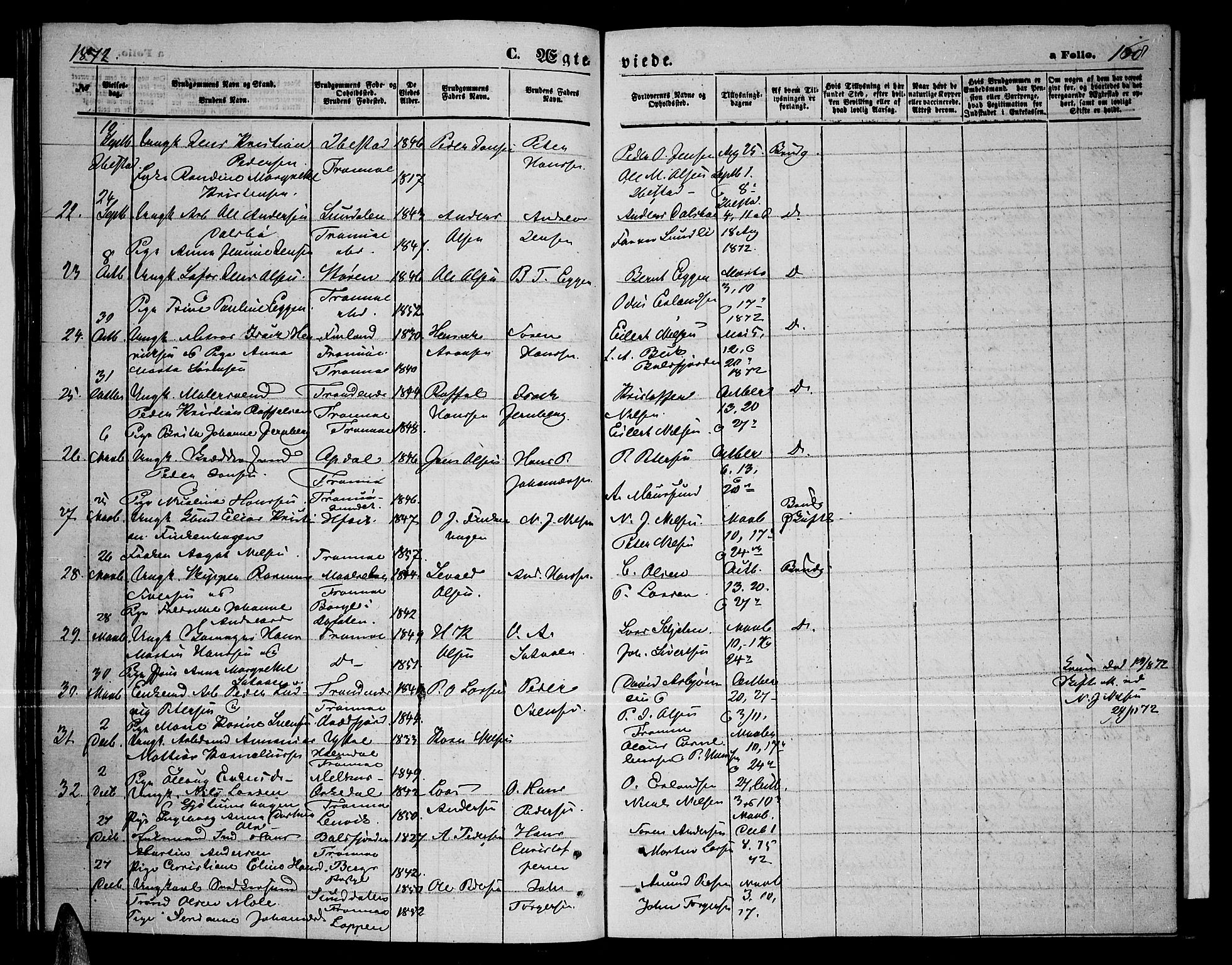 Tromsø sokneprestkontor/stiftsprosti/domprosti, AV/SATØ-S-1343/G/Gb/L0007klokker: Klokkerbok nr. 7, 1867-1875, s. 168