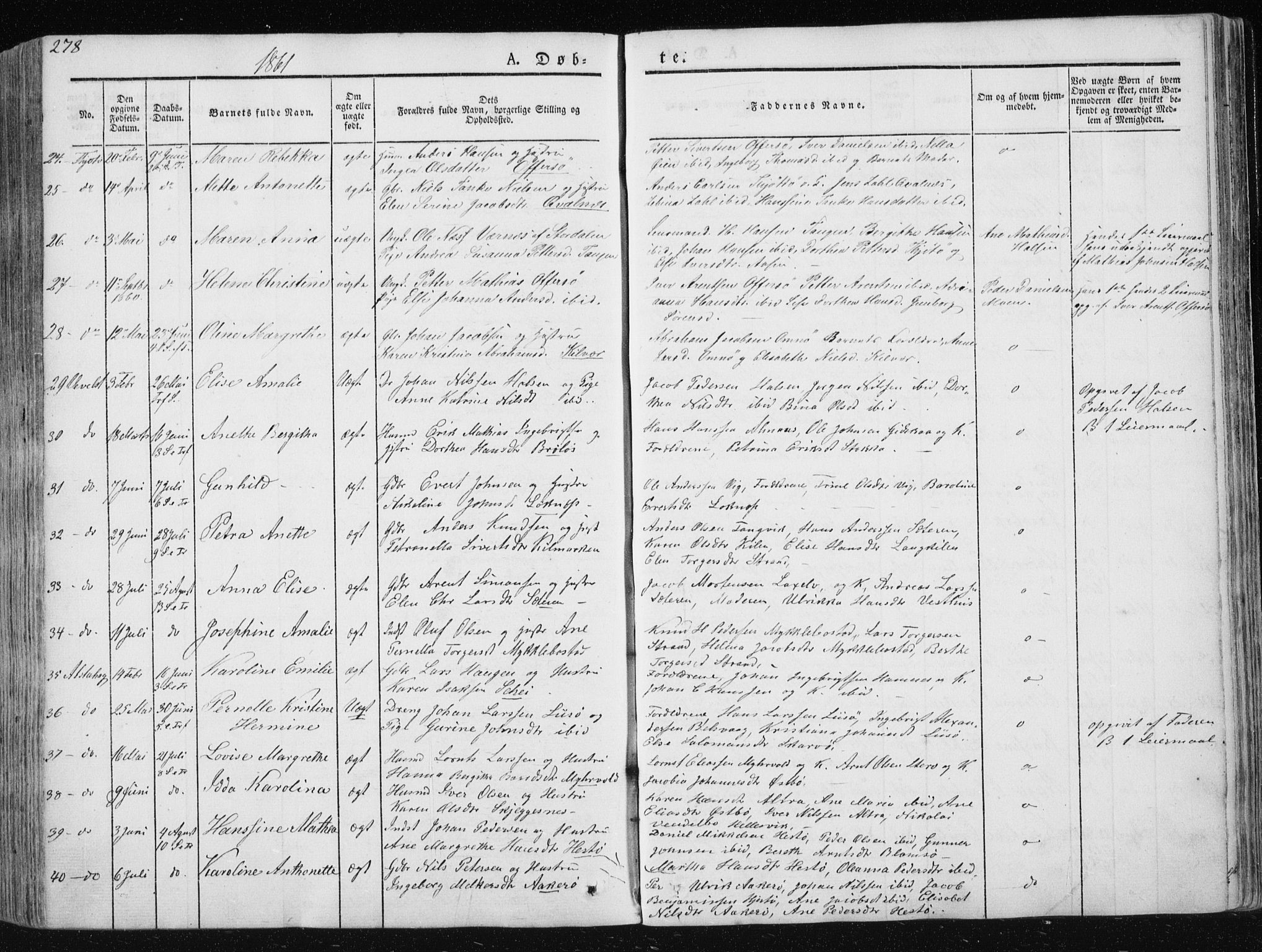 Ministerialprotokoller, klokkerbøker og fødselsregistre - Nordland, AV/SAT-A-1459/830/L0446: Ministerialbok nr. 830A10, 1831-1865, s. 278