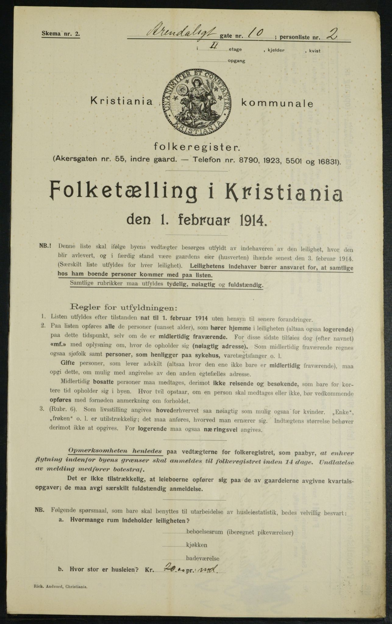 OBA, Kommunal folketelling 1.2.1914 for Kristiania, 1914, s. 2025